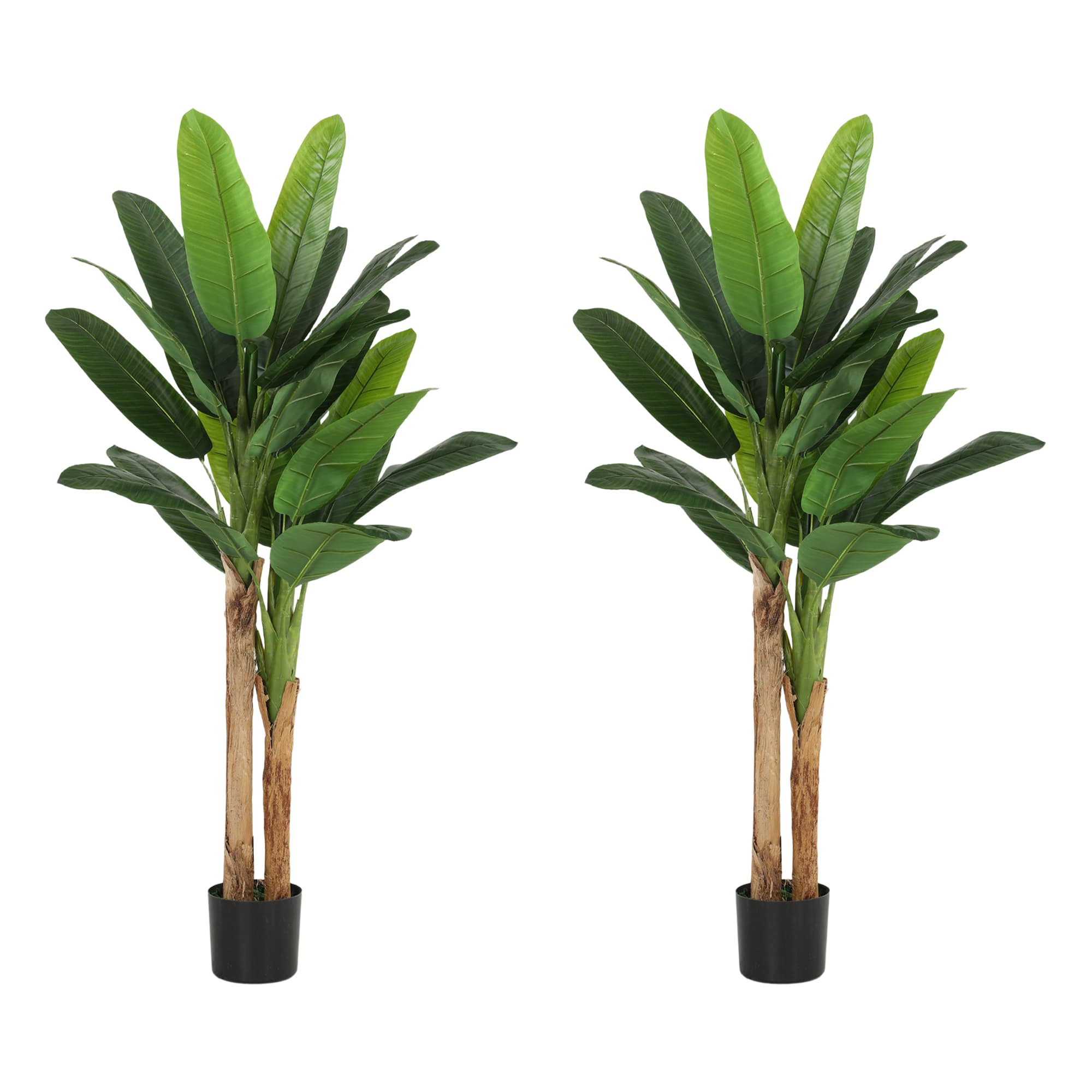 HOMCOM Lot de 2 plantes artificielles intérieurs 150 cm bananiers en pot décoration pour maison, bureau, salon, chambre