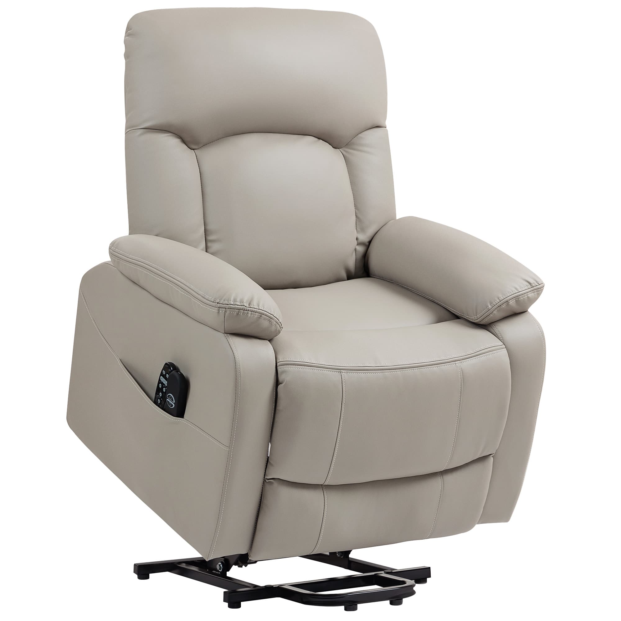 HOMCOM Fauteuil releveur électrique, fauteuil relax électrique avec fonction massage et chauffage, 89 x 94,5 x 103 cm, gris