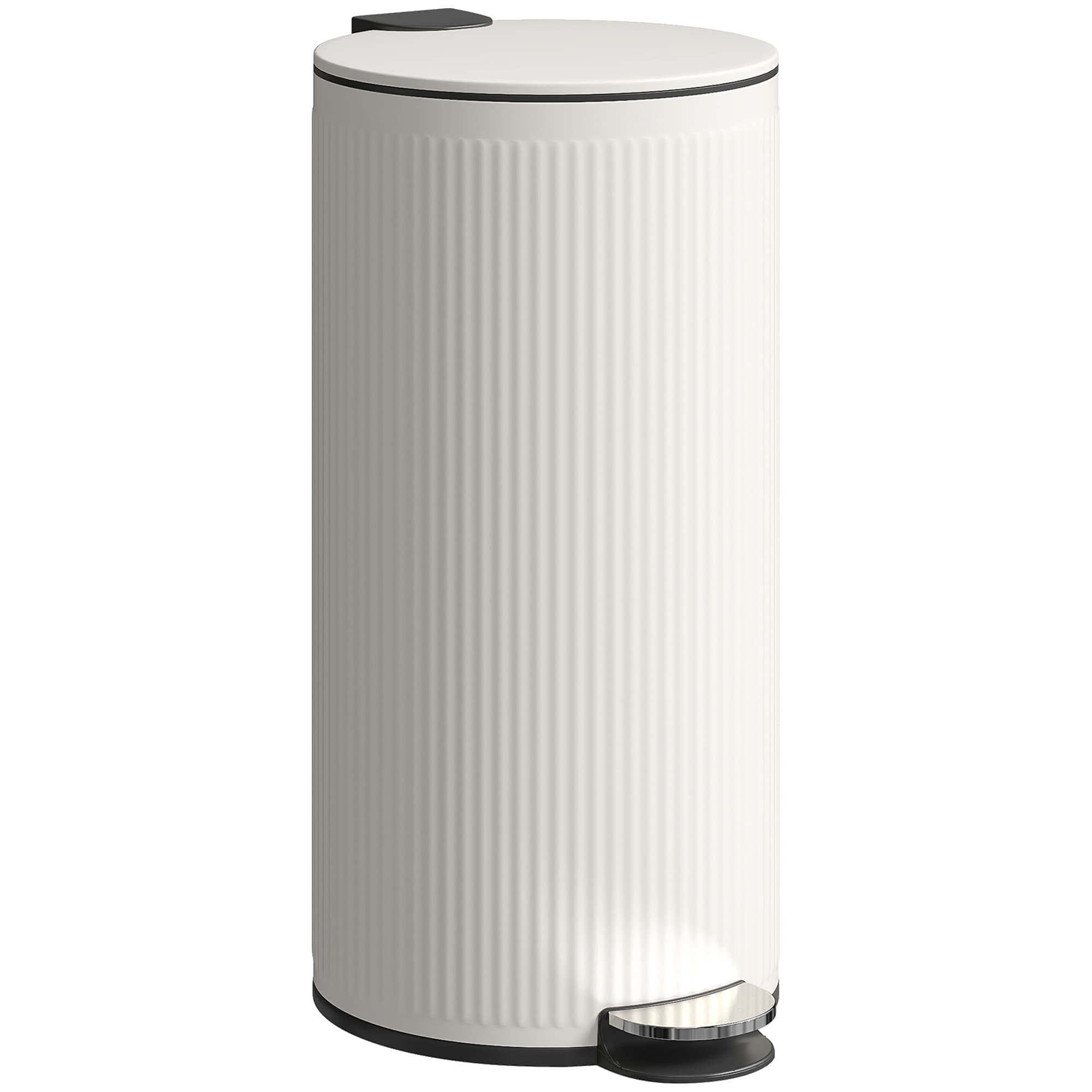 HOMCOM Poubelle cuisine 30L, poubelle à pédale avec seau intérieur amovible, couvercle à fermeture douce, 36x30x60,5cm, crème