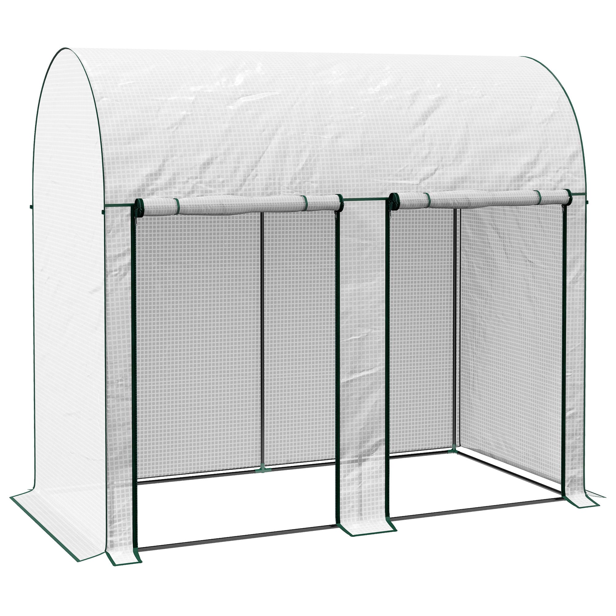 Outsunny Serre de jardin 2 m2 dim. 2L x 1l x 1,78H m 2 Portes zippées enroulables Acier PE Haute densité 140 g/m2 Anti-UV blanc
