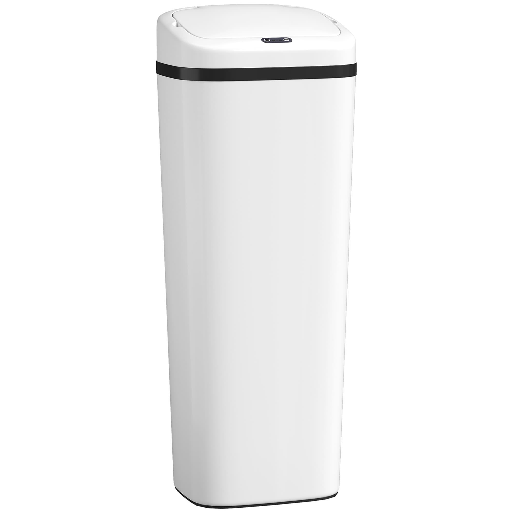 HOMCOM Poubelle cuisine automatique 50L en acier inoxydable, poubelle à capteur de mouvement sans contact, 33x25x84cm, blanc