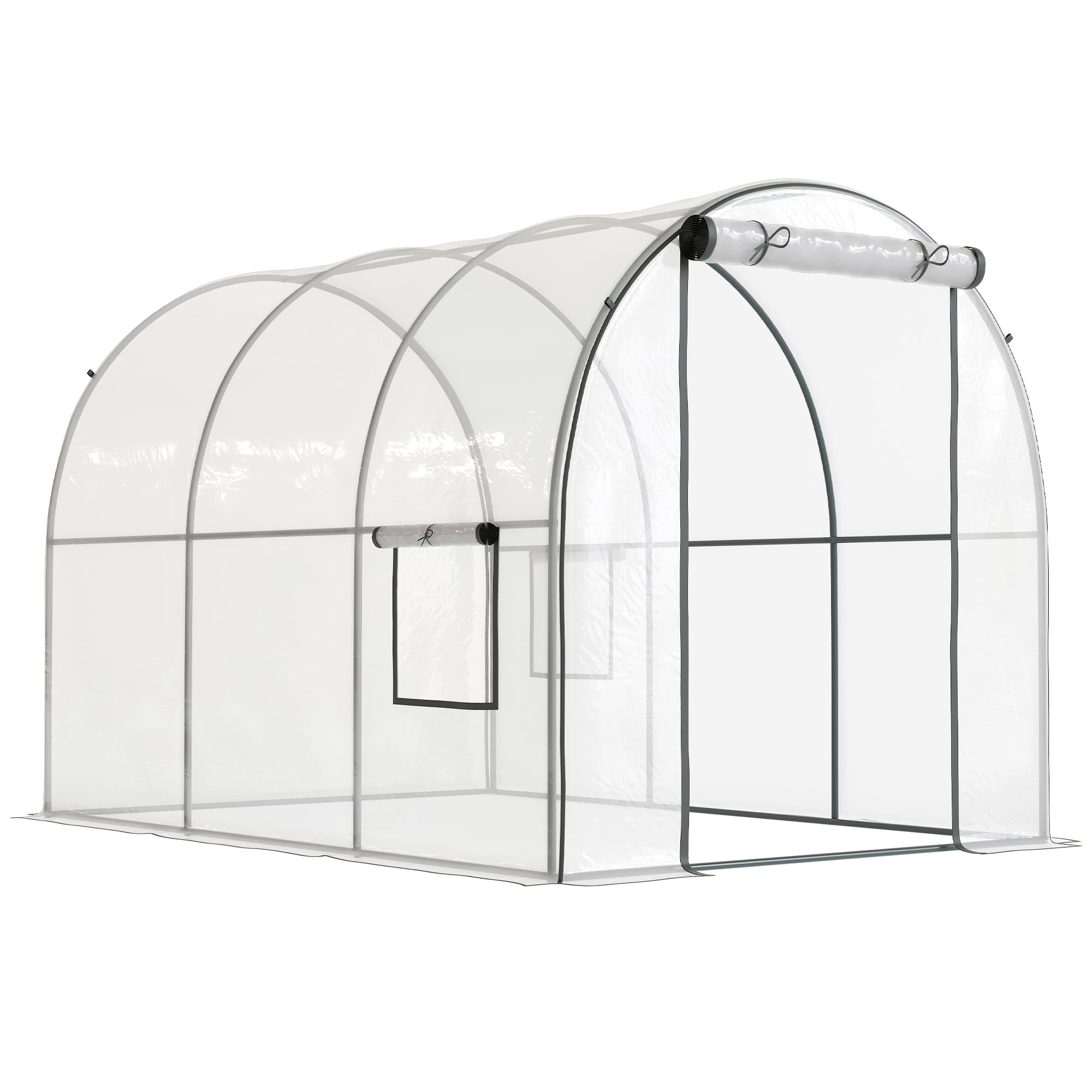 Outsunny Serre de Jardin Tunnel top transparent Tunnel pour serre Serre de jardin 6 m2 3Lx2lx2H m Porte zippée 2 fenêtres enroulables Aosom France