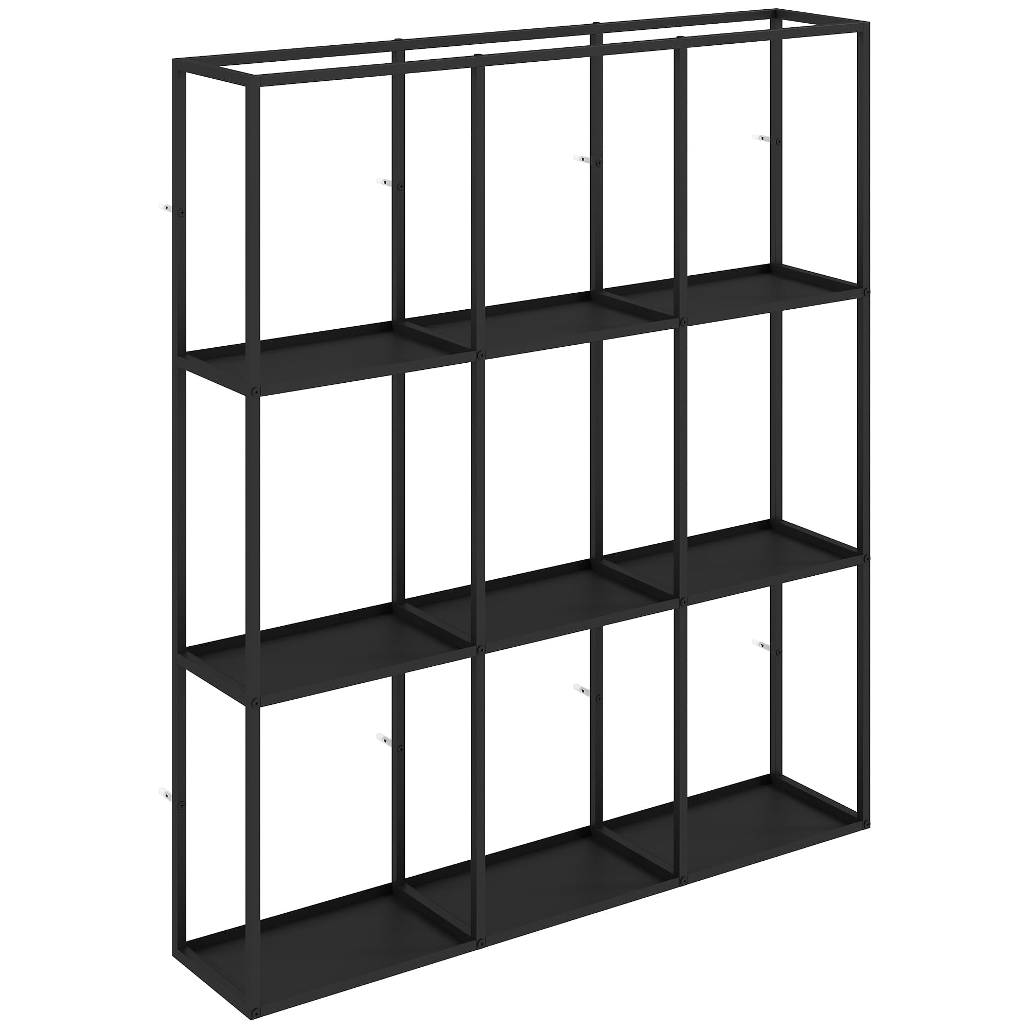 HOMCOM Étagère Murale Industrielle 9 Compartiments, Étagère Modulaire en Métal pour Objets de Collection, 87,5x18x100cm Noir