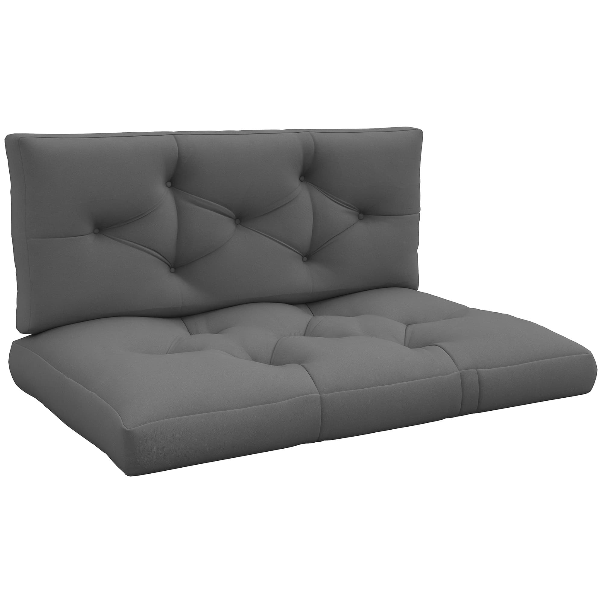 Outsunny Lot de 2 coussins assise et dossier pour banc banquette, palette 2 places dim. 120L x 80l x 12H cm Polyester Gris