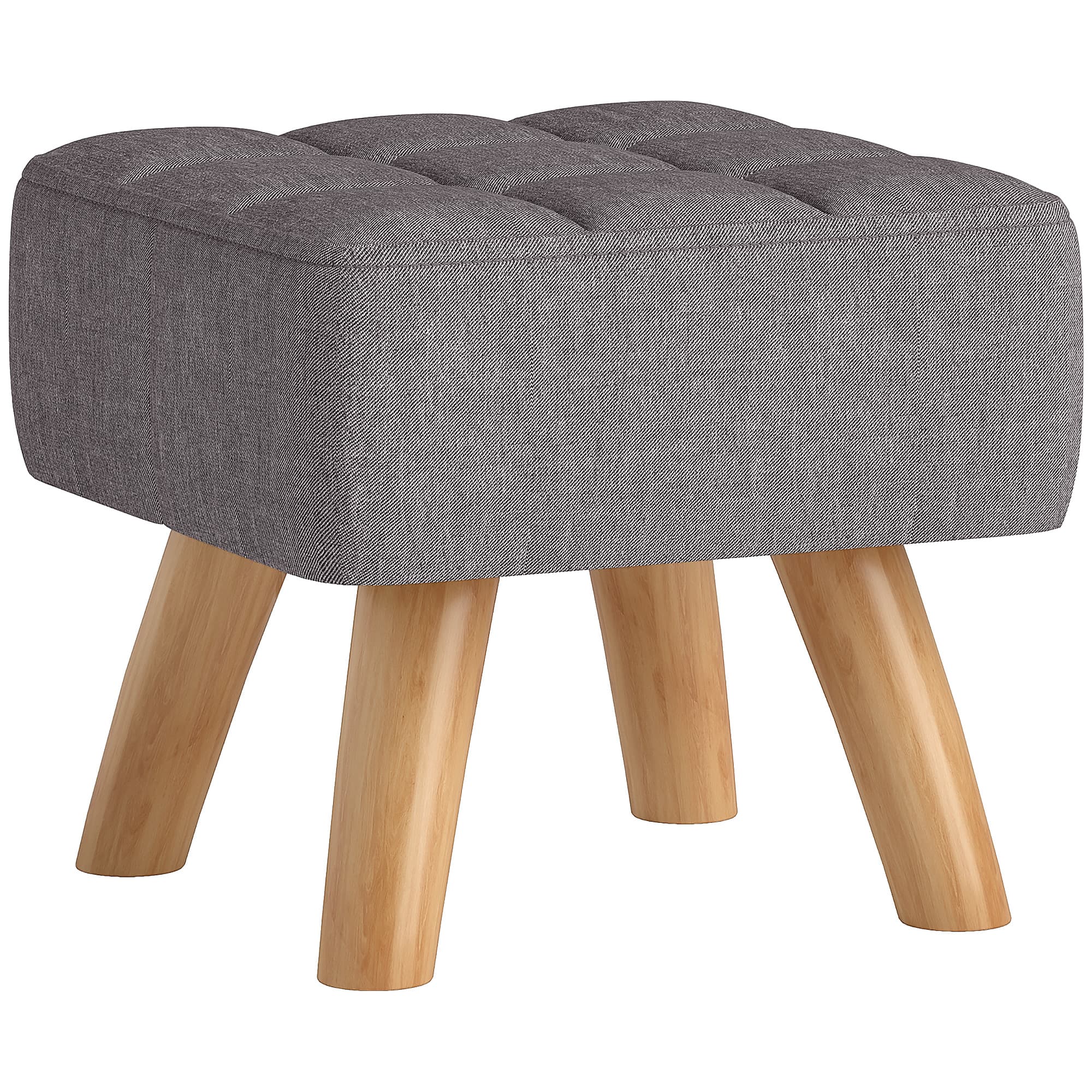 HOMCOM Repose pied salon ottoman siège rembourré en tissu avec pieds en bois 27 x 27 x 26 cm gris