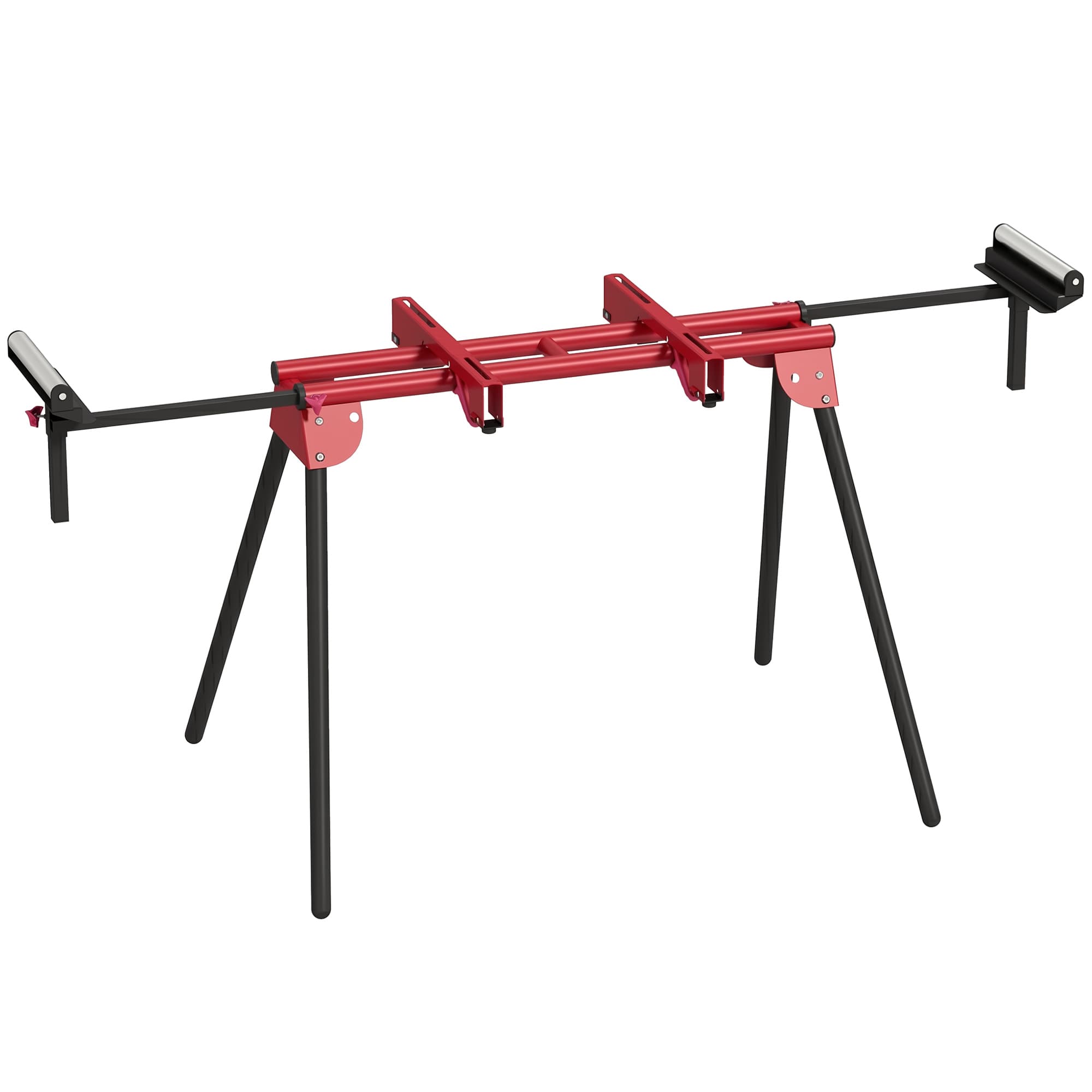 HOMCOM Support universel pour scie à onglets avec roulettes extensibles et bras de support, support de scie portable avec pieds pliables