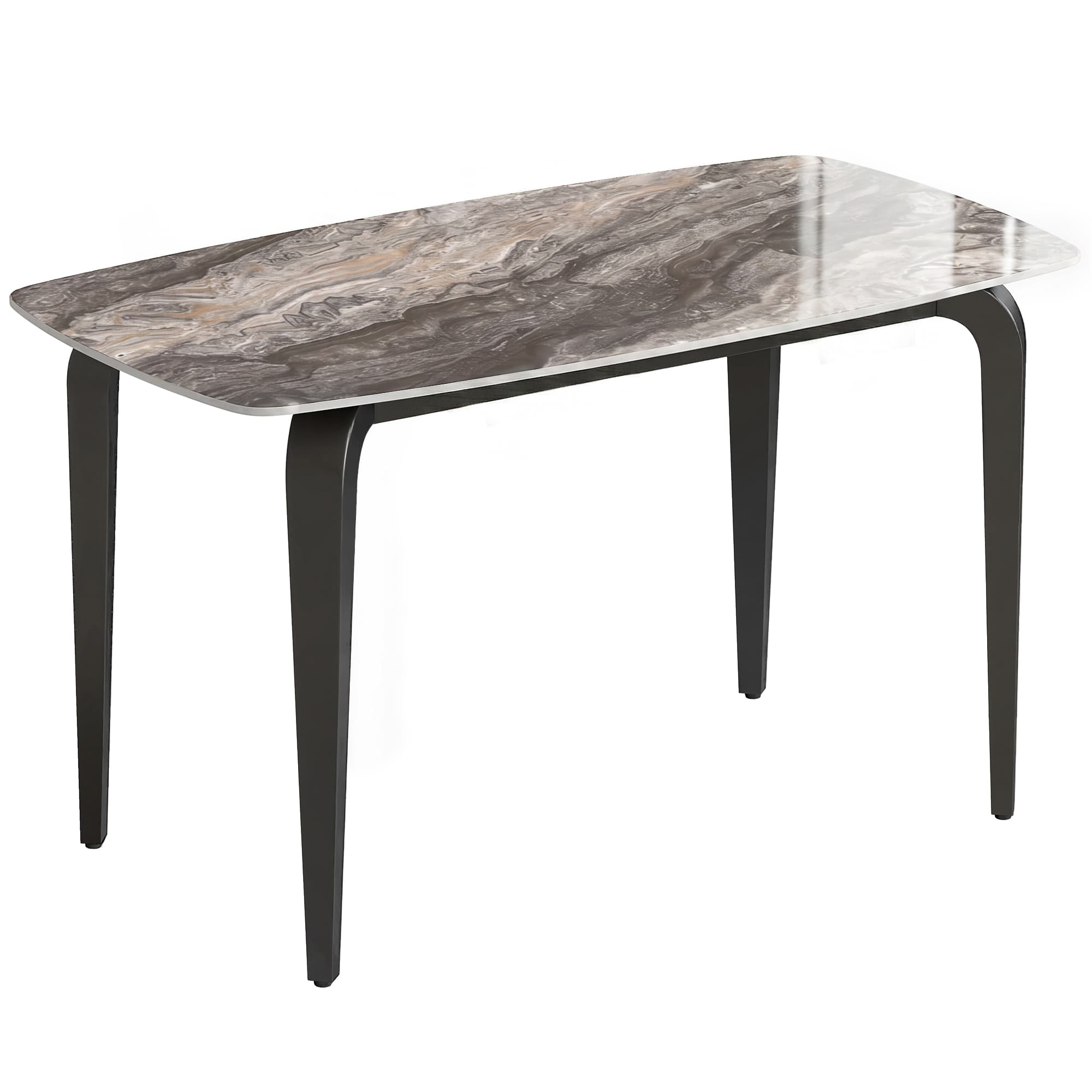 HOMCOM Table à manger rectangulaire pour 4 personnes, 130 x 70 x 75 cm, table de cuisine avec plateau en pierre frittée, marron