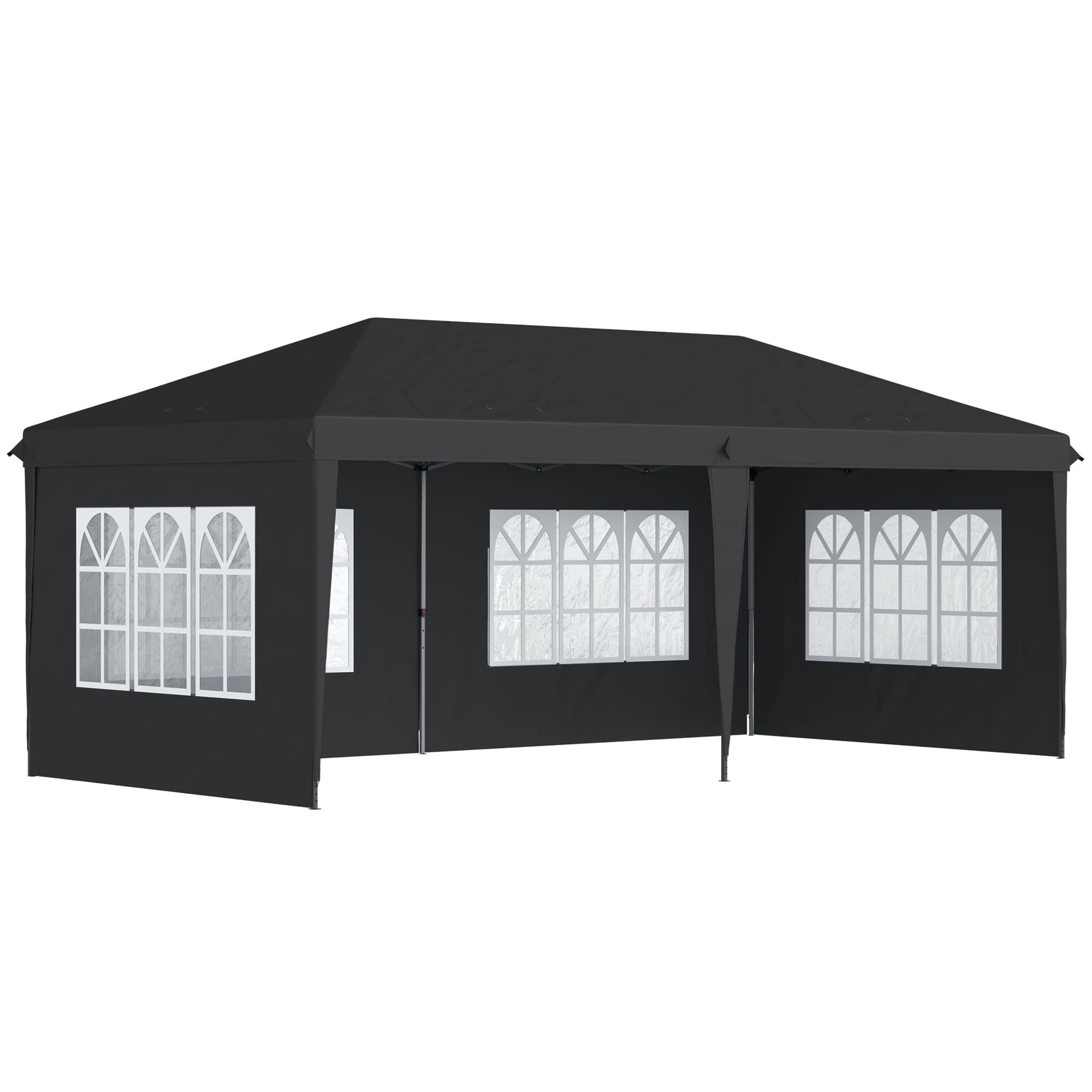 Outsunny Tonnelle pop-up pliante - tente de réception - 3 x 6 m 3 cotés démontables noir