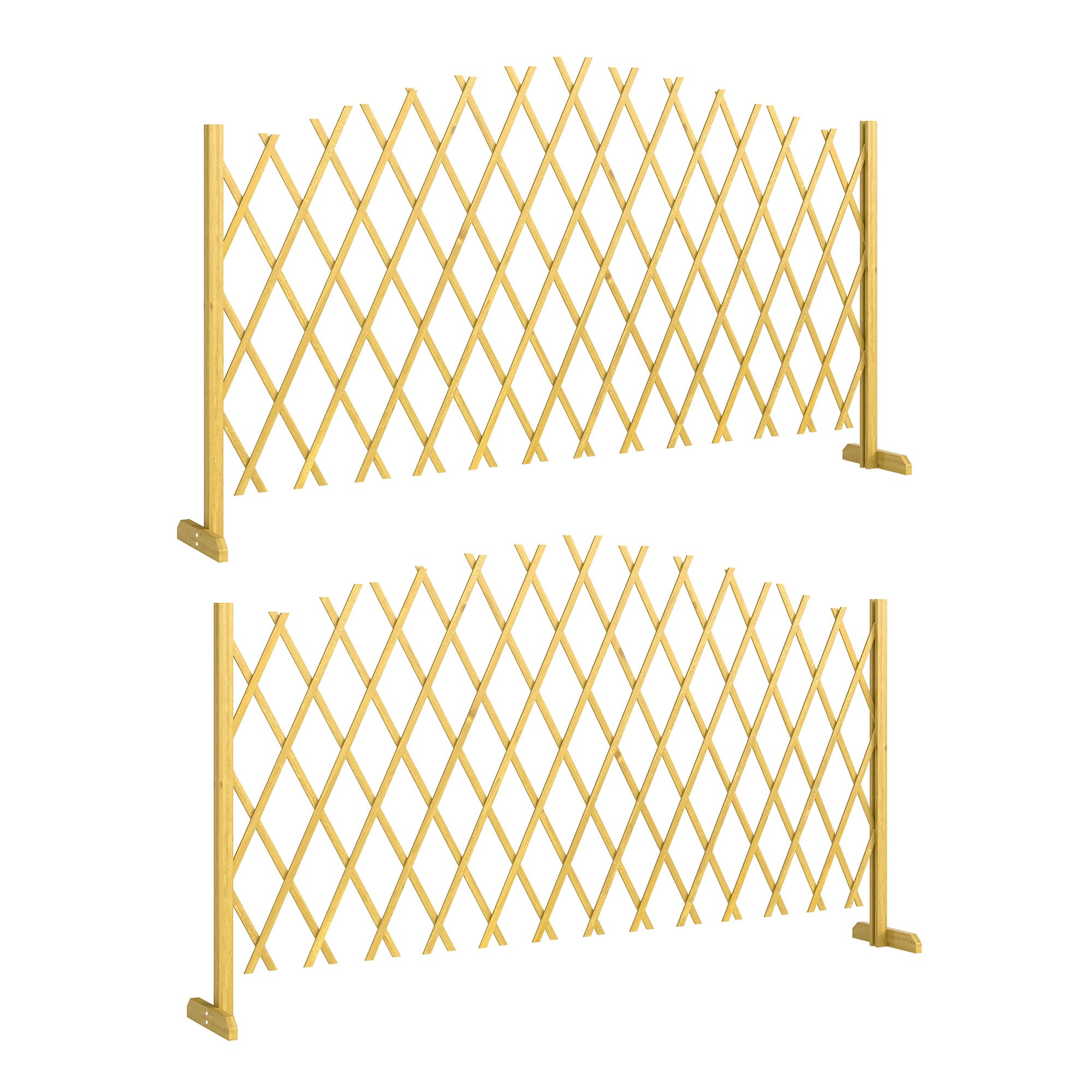 Outsunny Lot de 2 Barrieres Extensibles en Bois de Sapin, pour Intérieur Extérieur Balcon Jardin, 180x30x103cm, Naturel