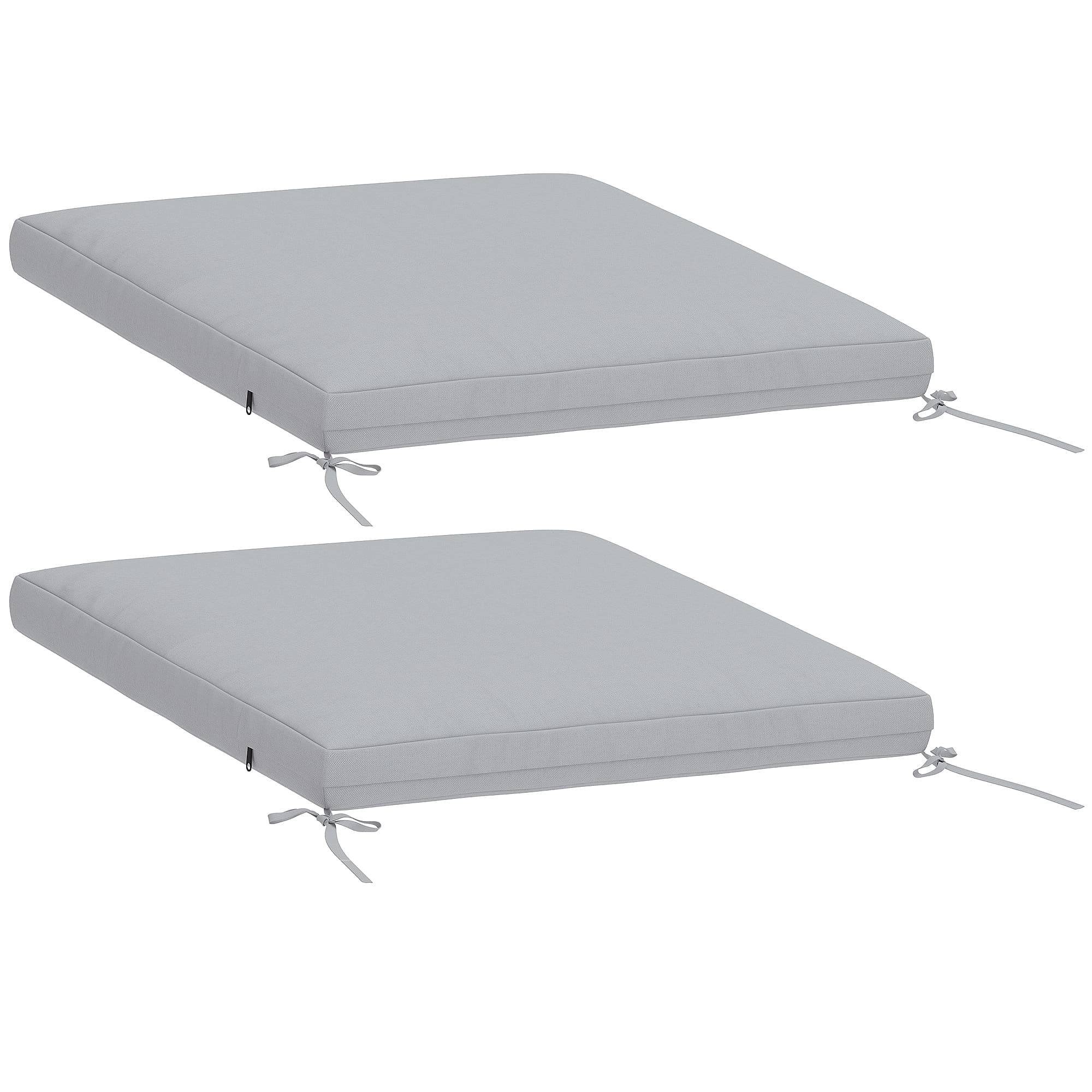 Outsunny Lot de 2 coussins de chaise de jardin, galettes de chaise 50 x 50 cm, mousse haute densité, antidérapants 50x50 cm gris