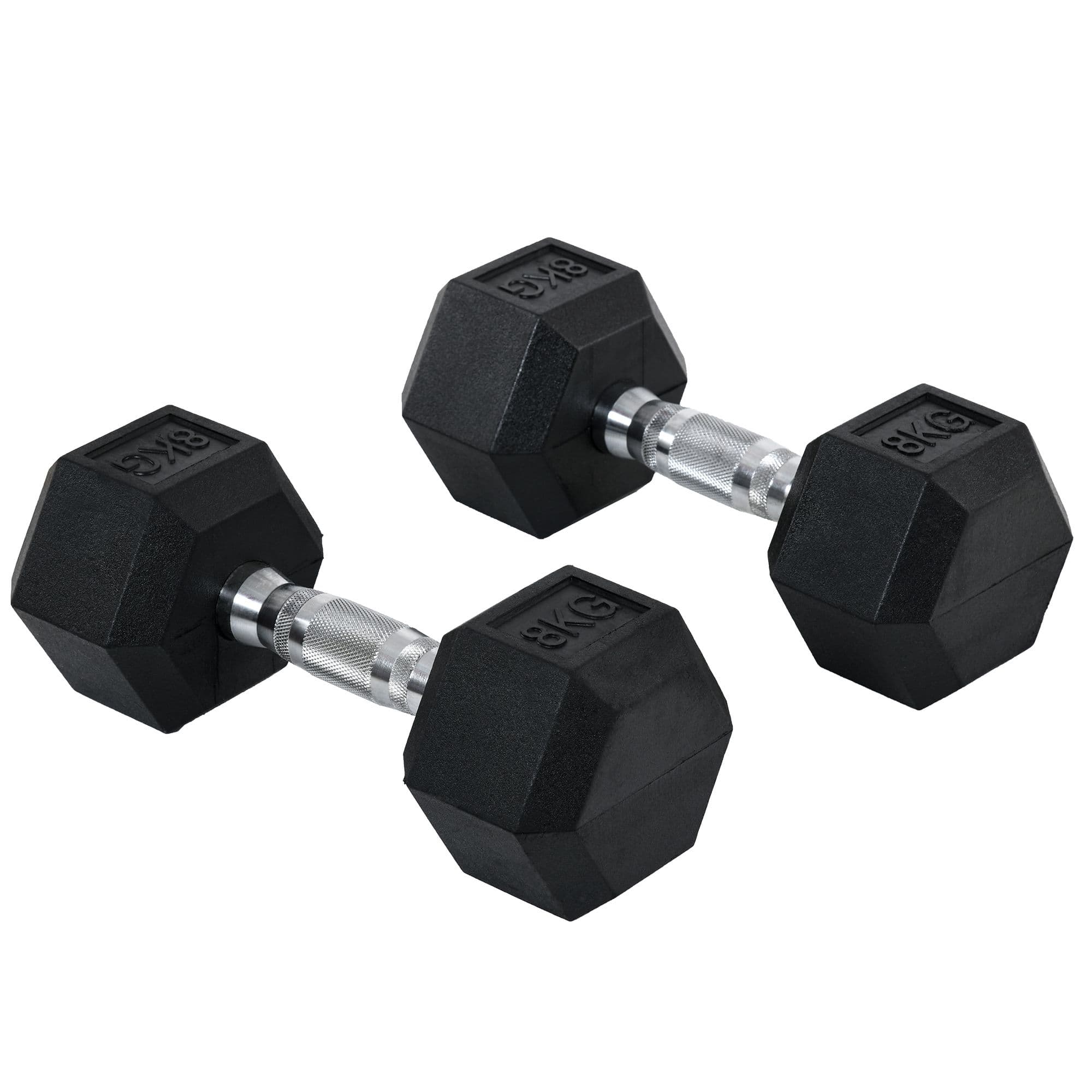 HOMCOM Ensemble d'haltères courtes hexagonaux total 16 Kg - entraînement musculaire & haltérophilie - métal caoutchouc noir