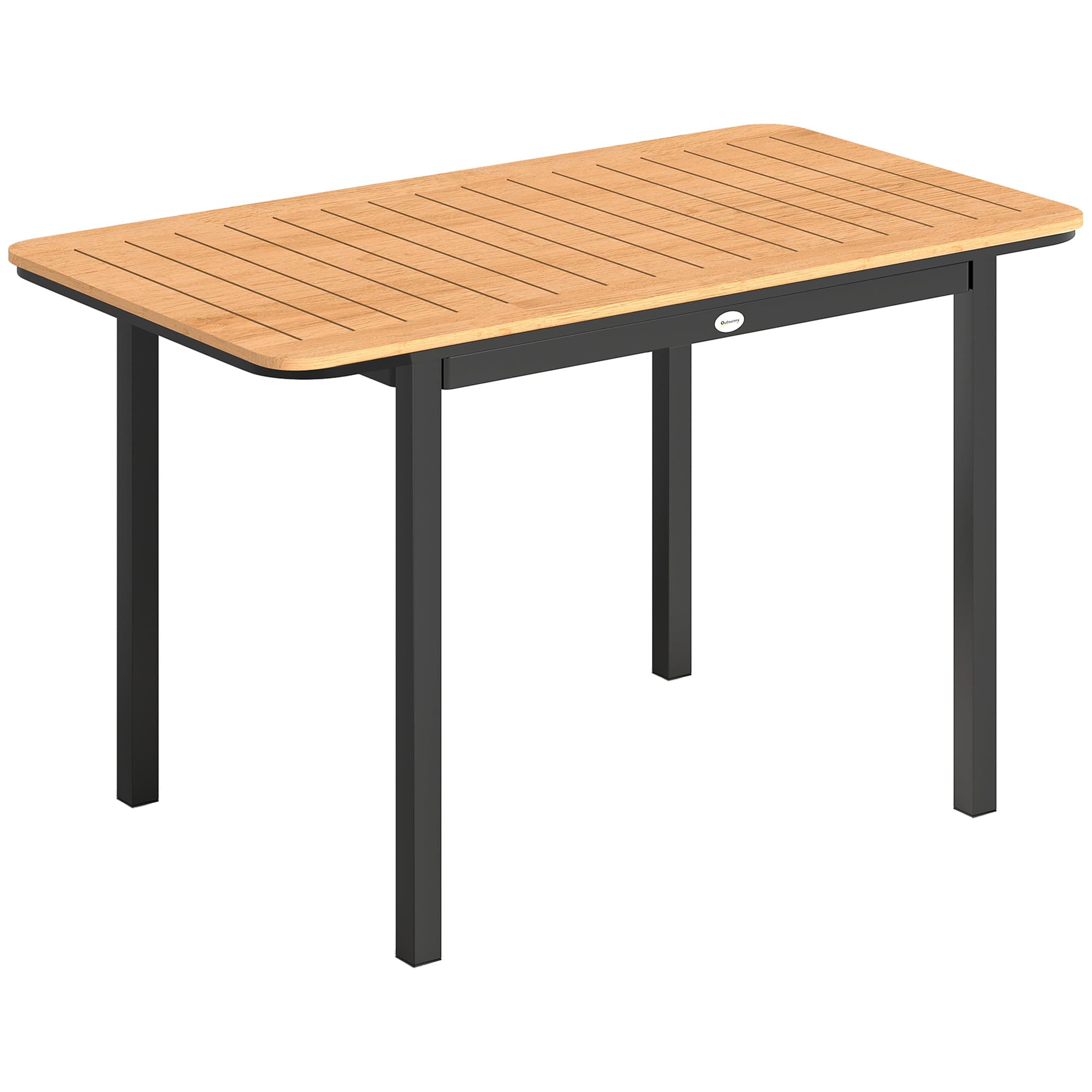 Outsunny Table de Jardin pour 6 Personnes, 127 x 70 cm, Table d'Extérieur avec Plateau à Lattes en Bois Plastique, Cadre en Métal