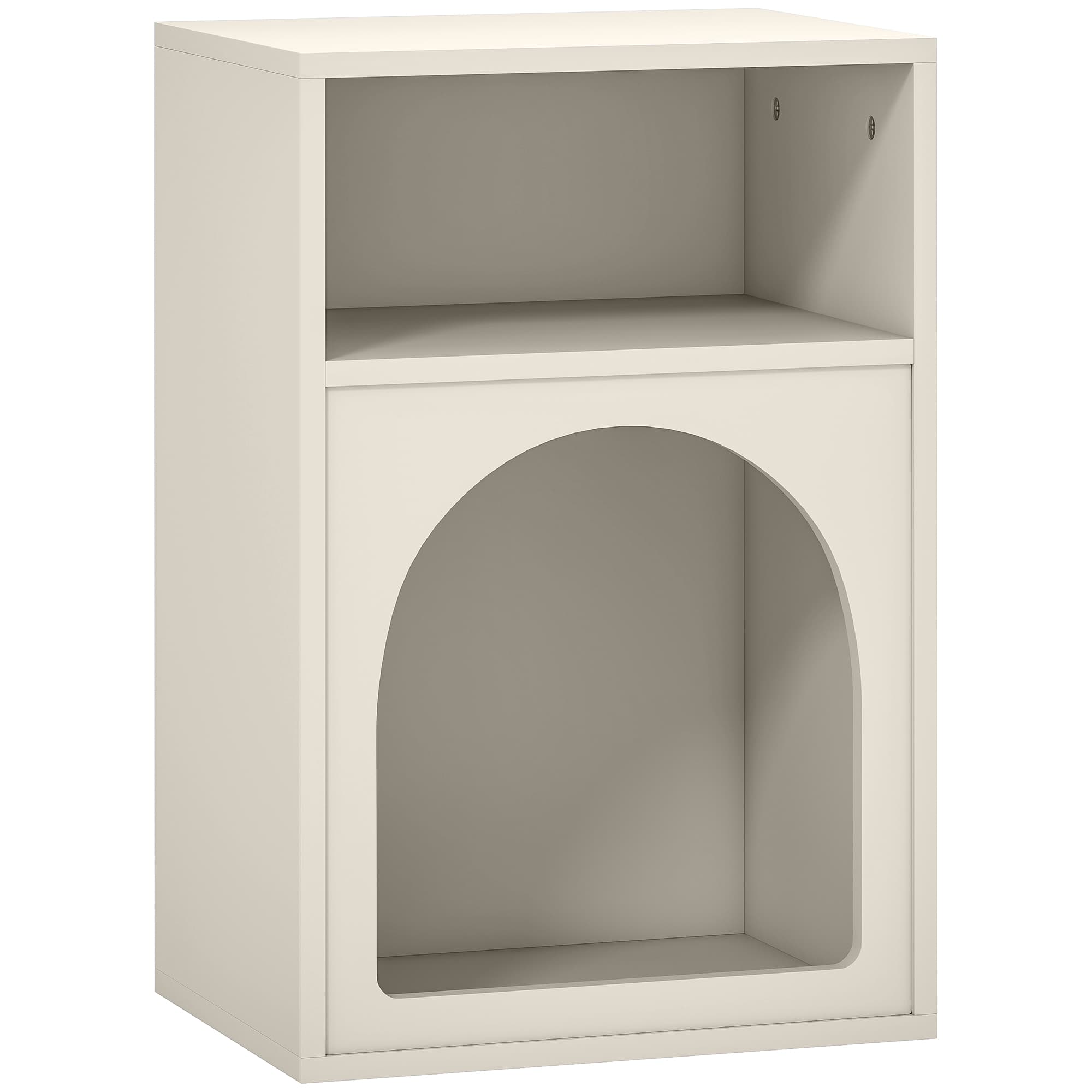 HOMCOM Table de chevet, table de nuit avec compartiments ouverts, design arqué, 40 x 30 x 60 cm, crème