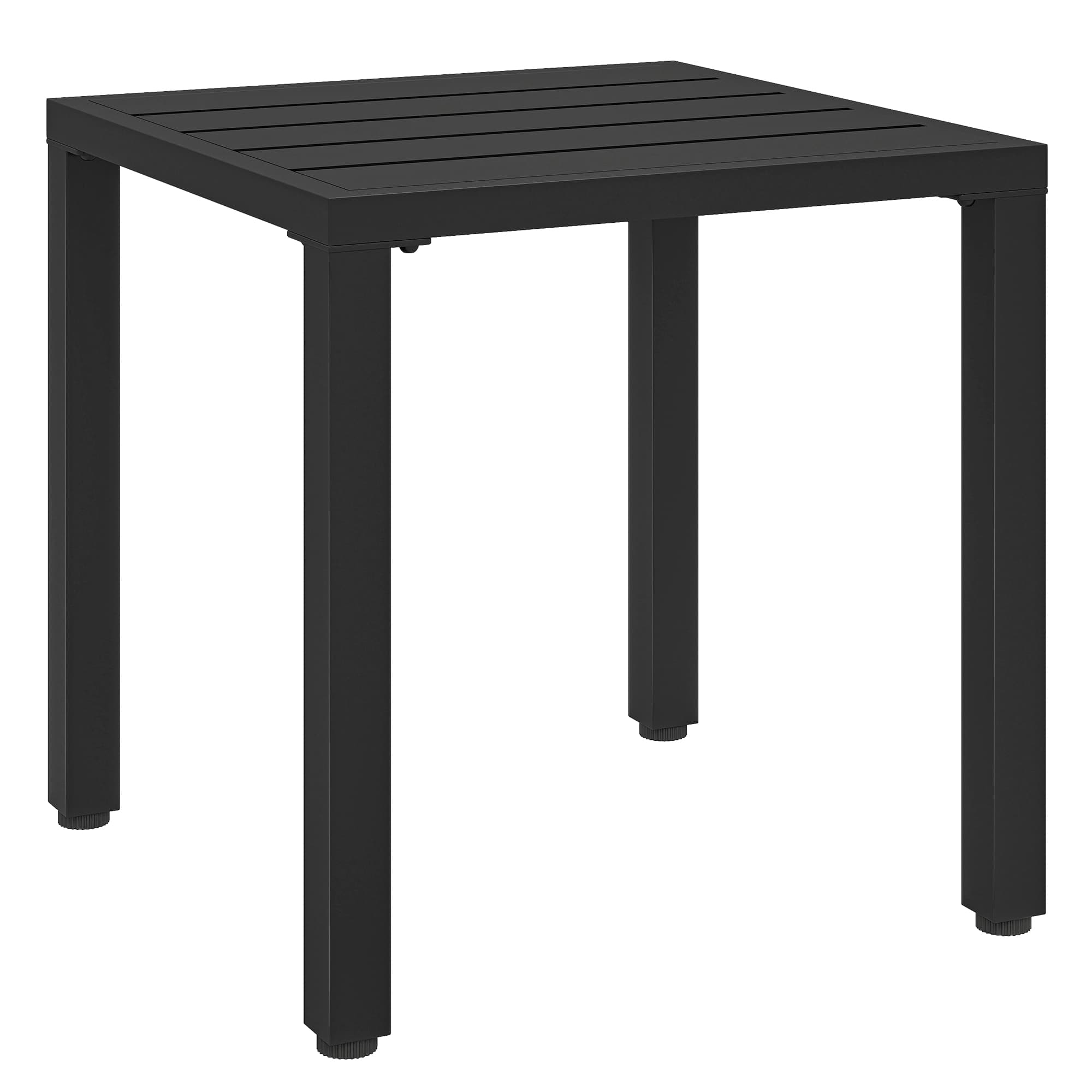 Outsunny Table de jardin carrée, table de terrasse, cadre en métal, intérieur et extérieur, pour balcon, porche, patio, noir