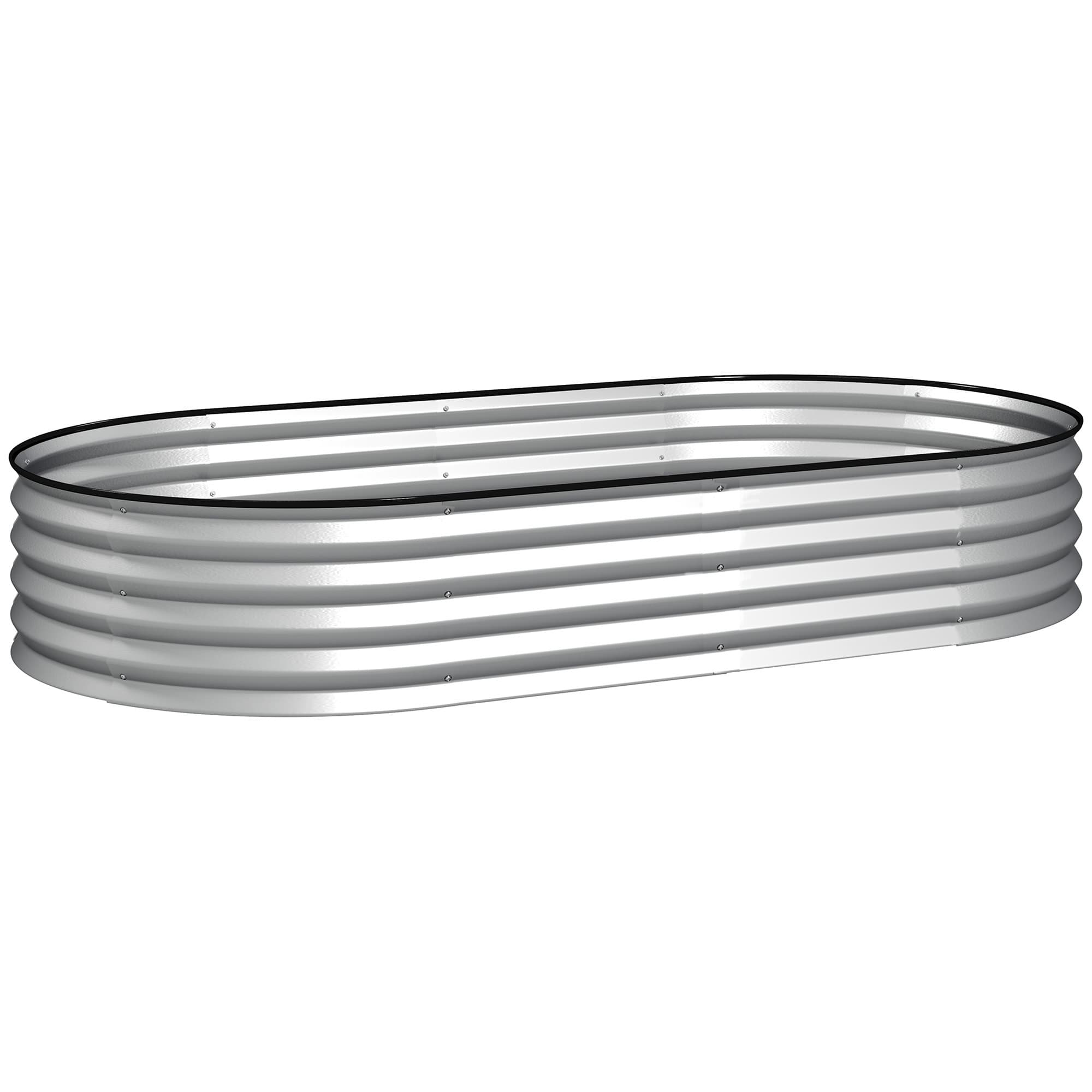 Outsunny Jardinière surélevée galvanisée en acier lit de jardin bordure caoutchouc 181 x 93 x 30 cm argent