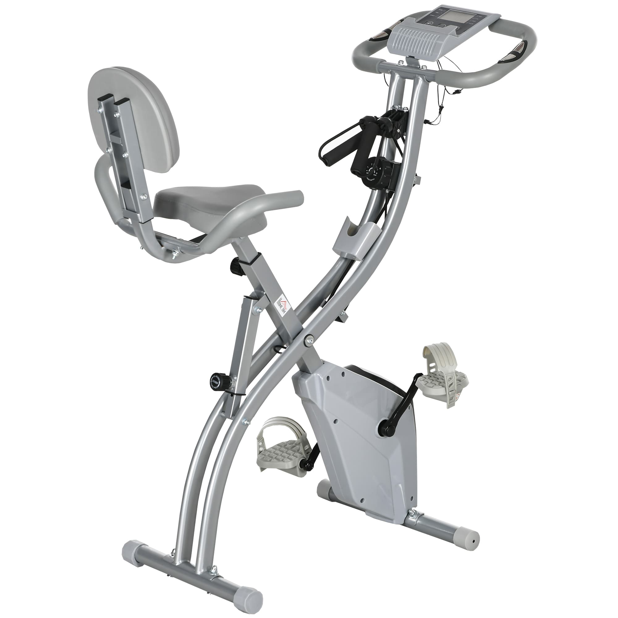 HOMCOM Vélo d'appartement pliant 8 niveaux de résistance magnétique dossier selle réglable poignées ergonomiques noir gris