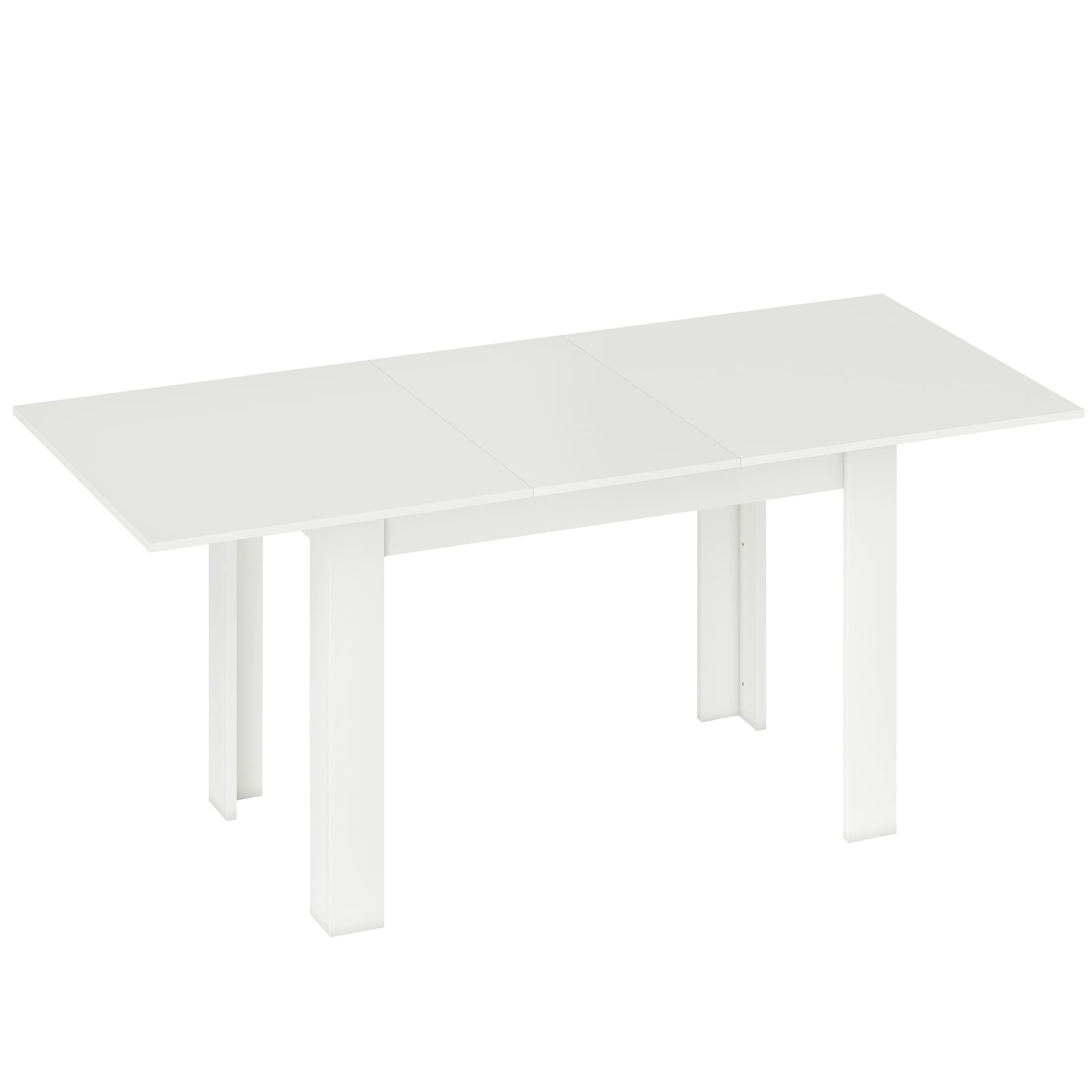 HOMCOM Table à manger extensible, table de cuisine rectangulaire, pour 6-8 personnes, 140-180 x 80 cm, blanc