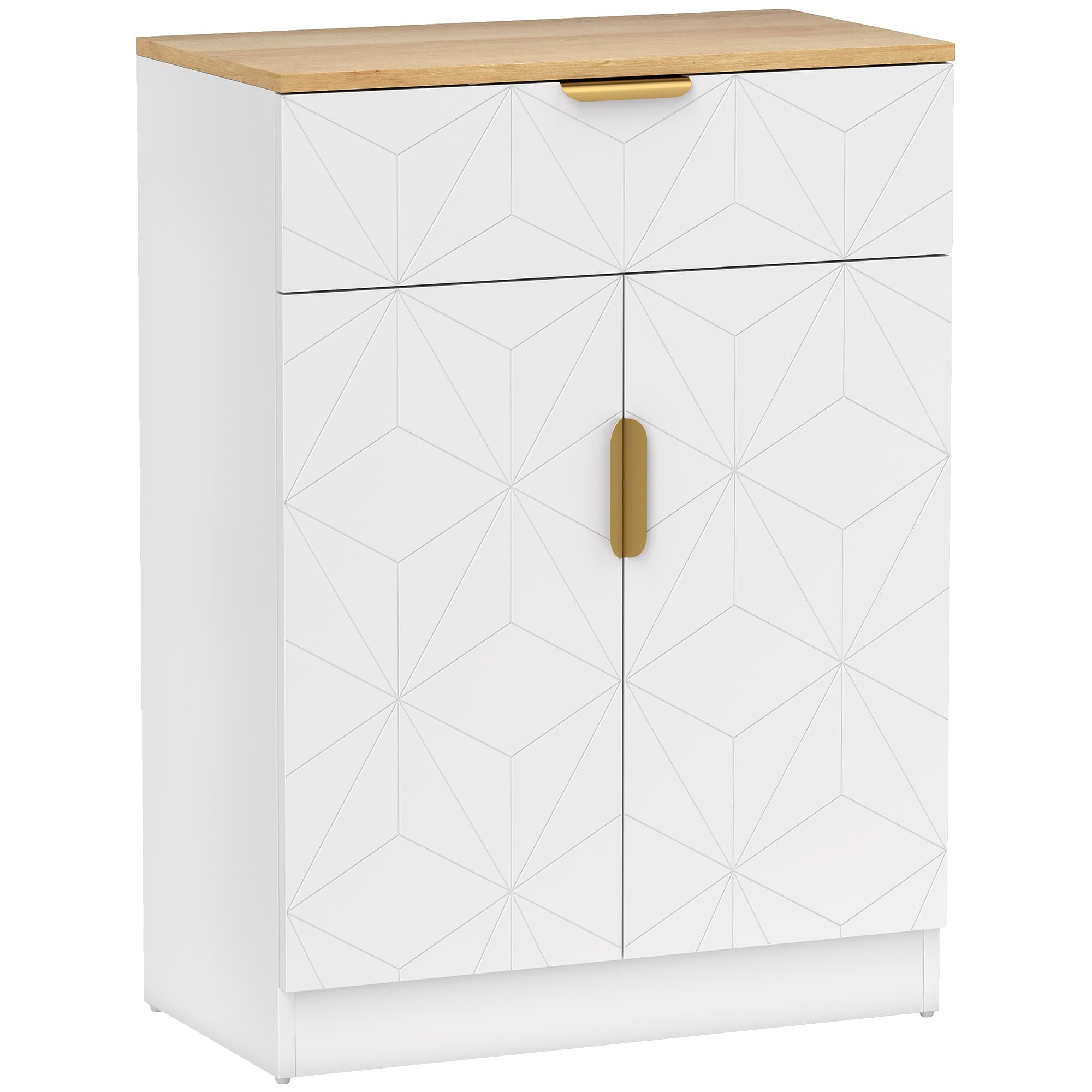 HOMCOM Buffet moderne, meuble de rangement avec tiroir et étagère réglable, Blanc