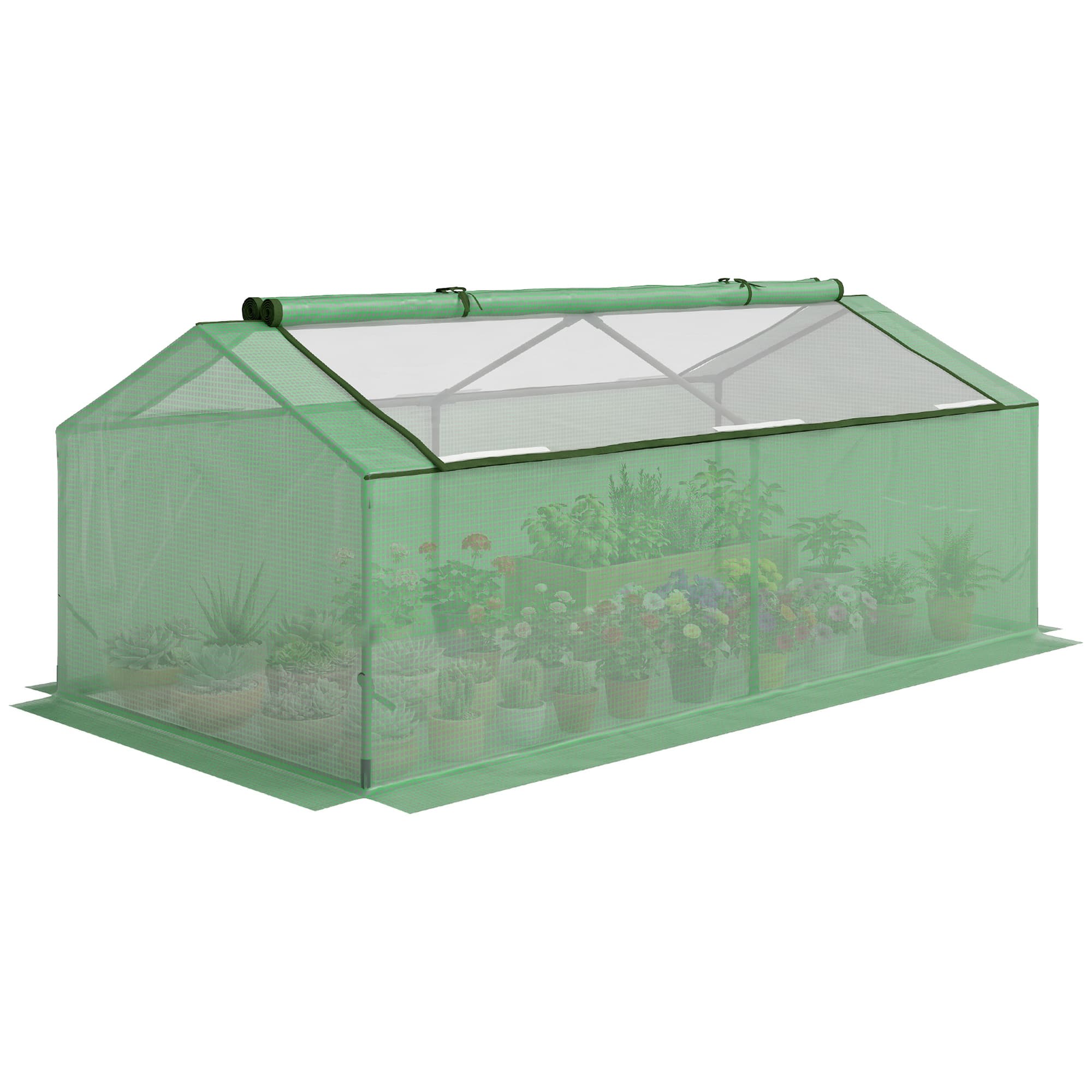 Outsunny Mini serre de jardin serre à tomates 2 fenêtres doublées PE haute densité 130 g/m2 anti-UV métal dim. 180L x 92l x 70H cm vert