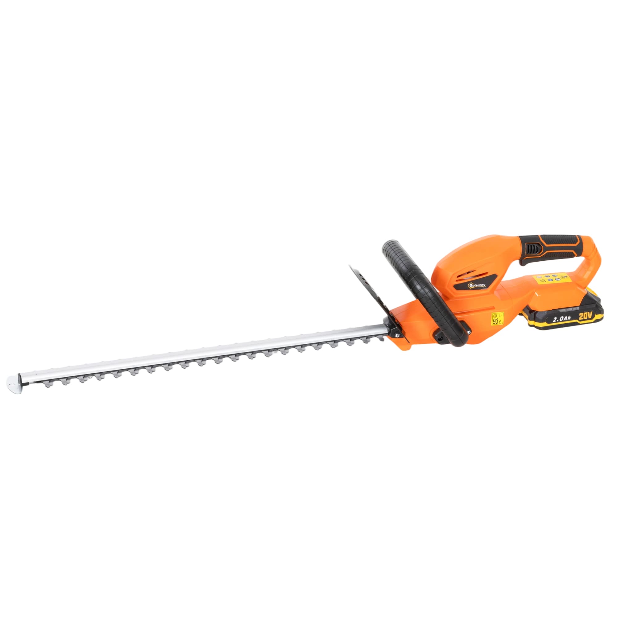 Outsunny Taille-Haies Électrique 100 W, Lame 51 cm, Batterie 2,0 Ah et Chargeur, Orange
