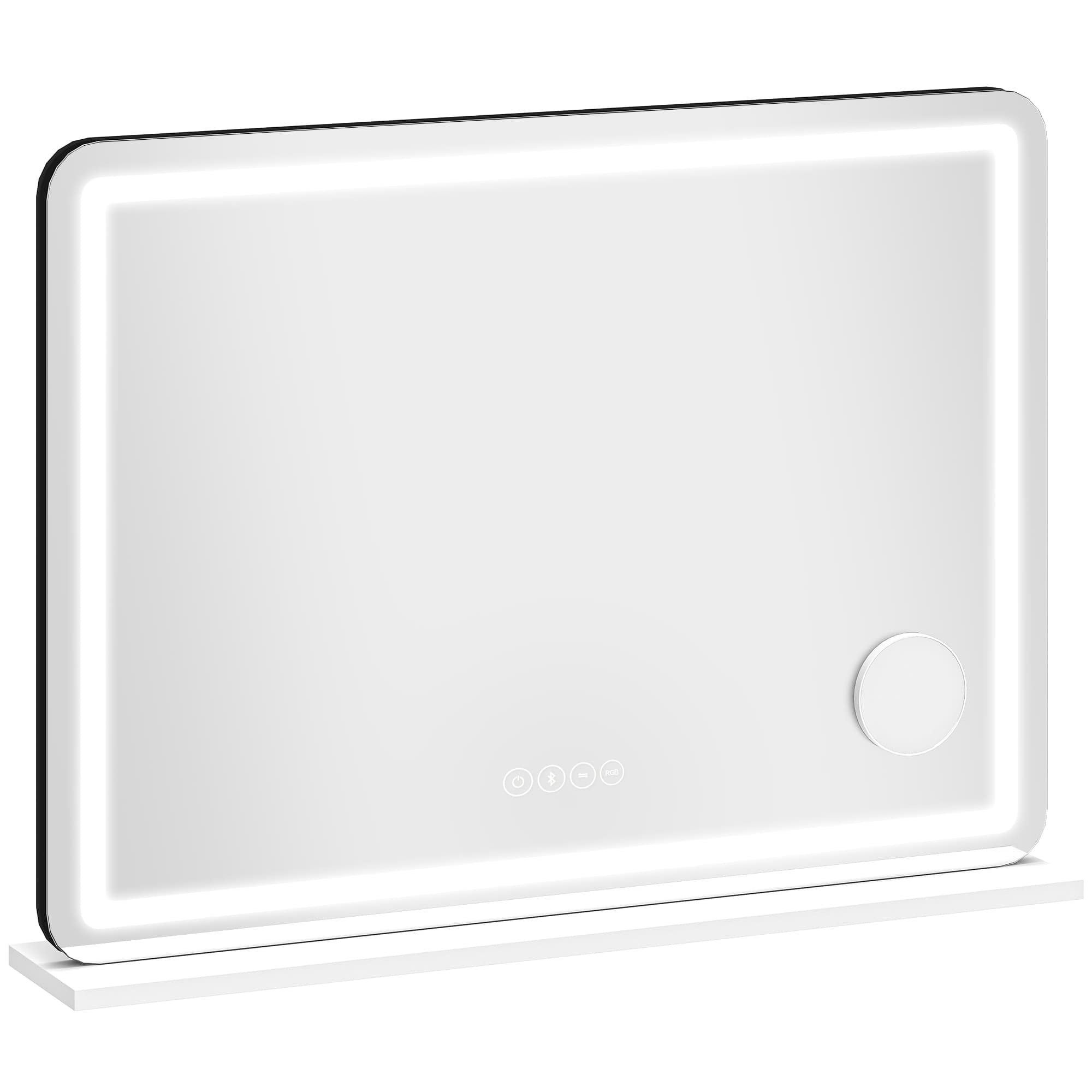 HOMCOM Miroir maquillage lumineux 80x60cm, miroir coiffeuse LED dimmable, lumière RGB, 3 températures de couleur, blanc