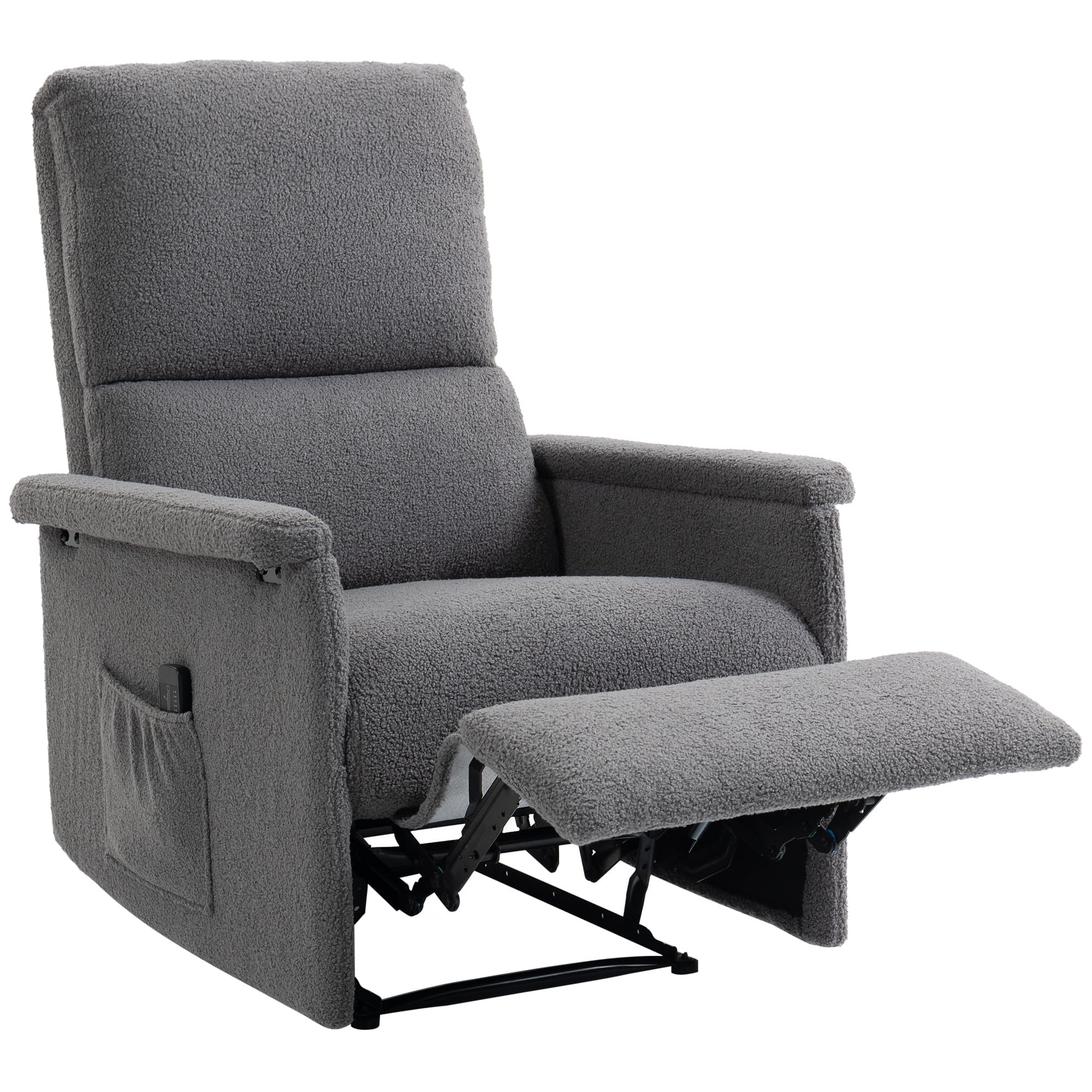 HOMCOM Fauteuil de massage inclinable, fauteuil de relaxation, dossier réglable, large assise, repose-pied, 69x84x99cm, gris