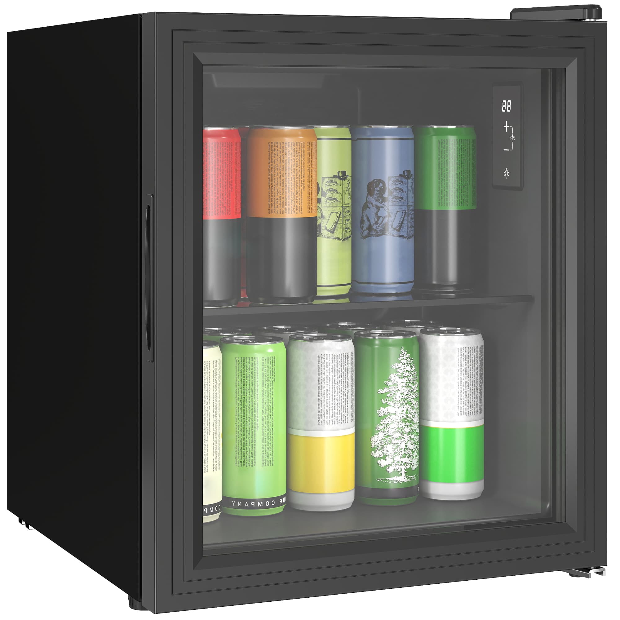 HOMCOM Réfrigérateur à boissons 46L 59 canettes, mini frigo silencieux pose libre avec porte en verre trempé double, noir