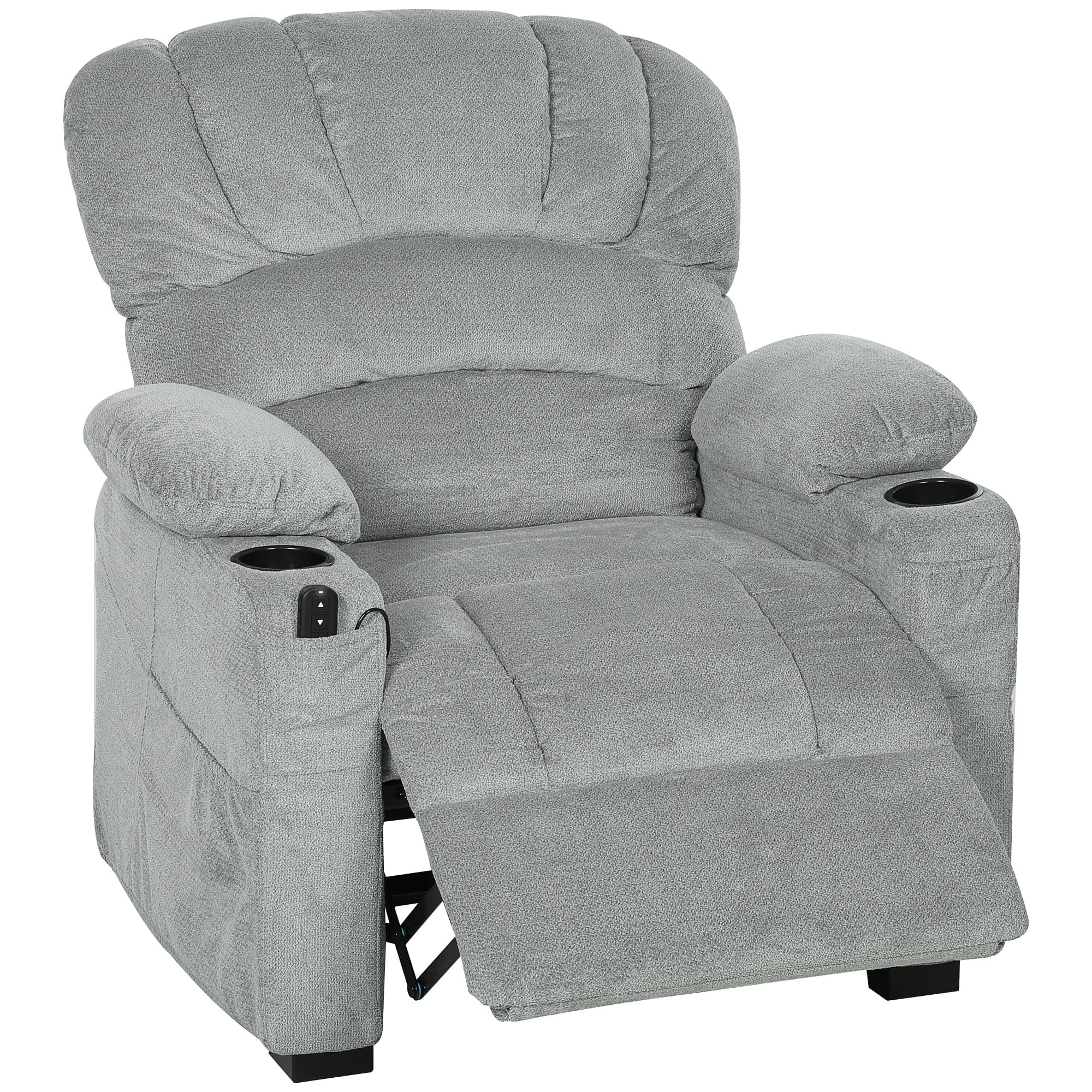 HOMCOM Fauteuil Relax Électrique TV avec Fonction Inclinable, USB, Porte-gobelets, 2 Positions Mémoire pour Salon, Gris