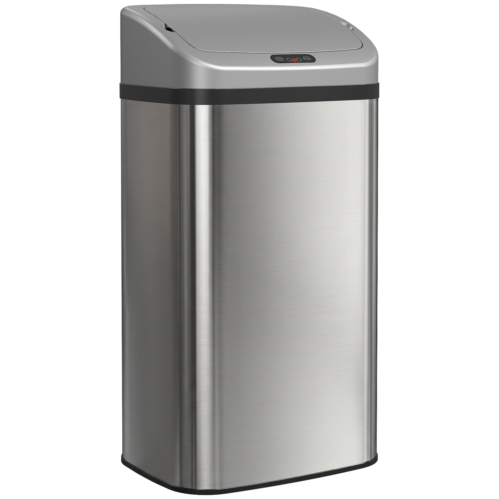 HOMCOM Poubelle de cuisine automatique 48L en acier inoxydable, couvercle à fermeture en douceur, 33x25x69cm, argent