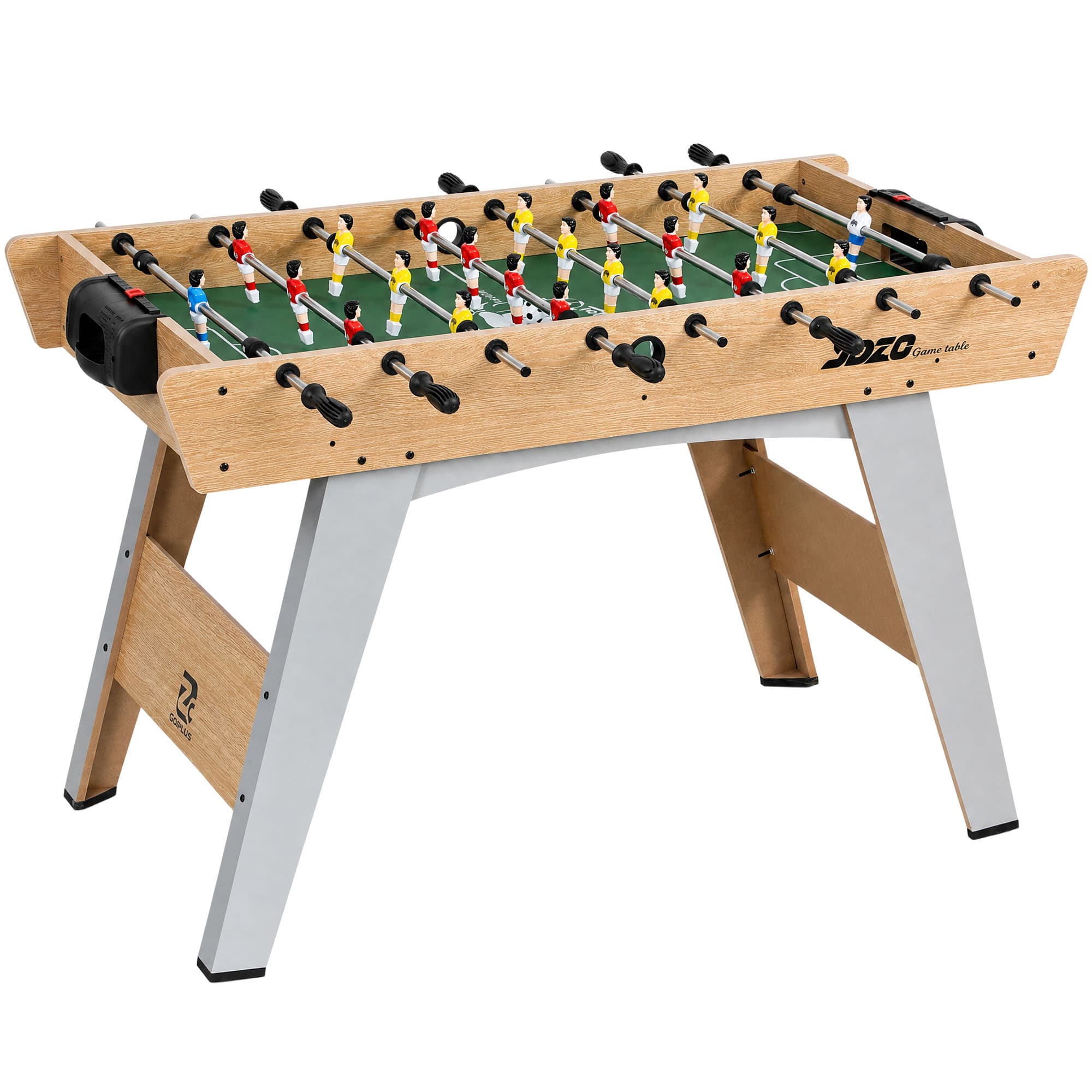SPORTNOW Baby-foot Kickertisch incl 22 joueurs 2 balles Poignées antidérapantes Compteurs Pieds inclinés 121x87x77cm Bois naturel