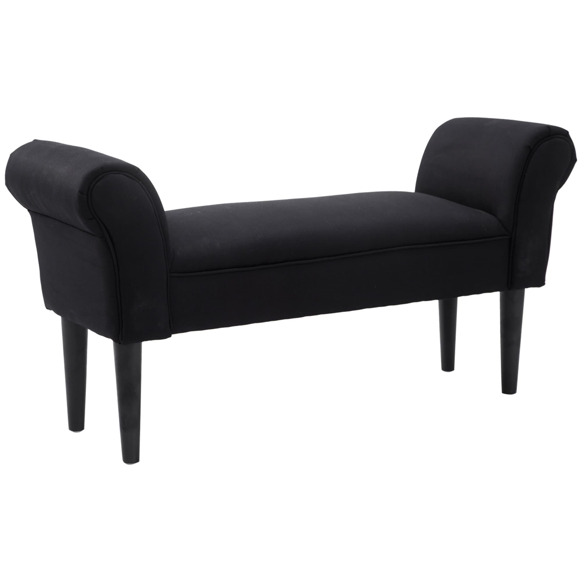 Homcom Banc banquette design contemporain accoudoirs courbés grand confort 102L x 31l x 51H cm noir aosom france