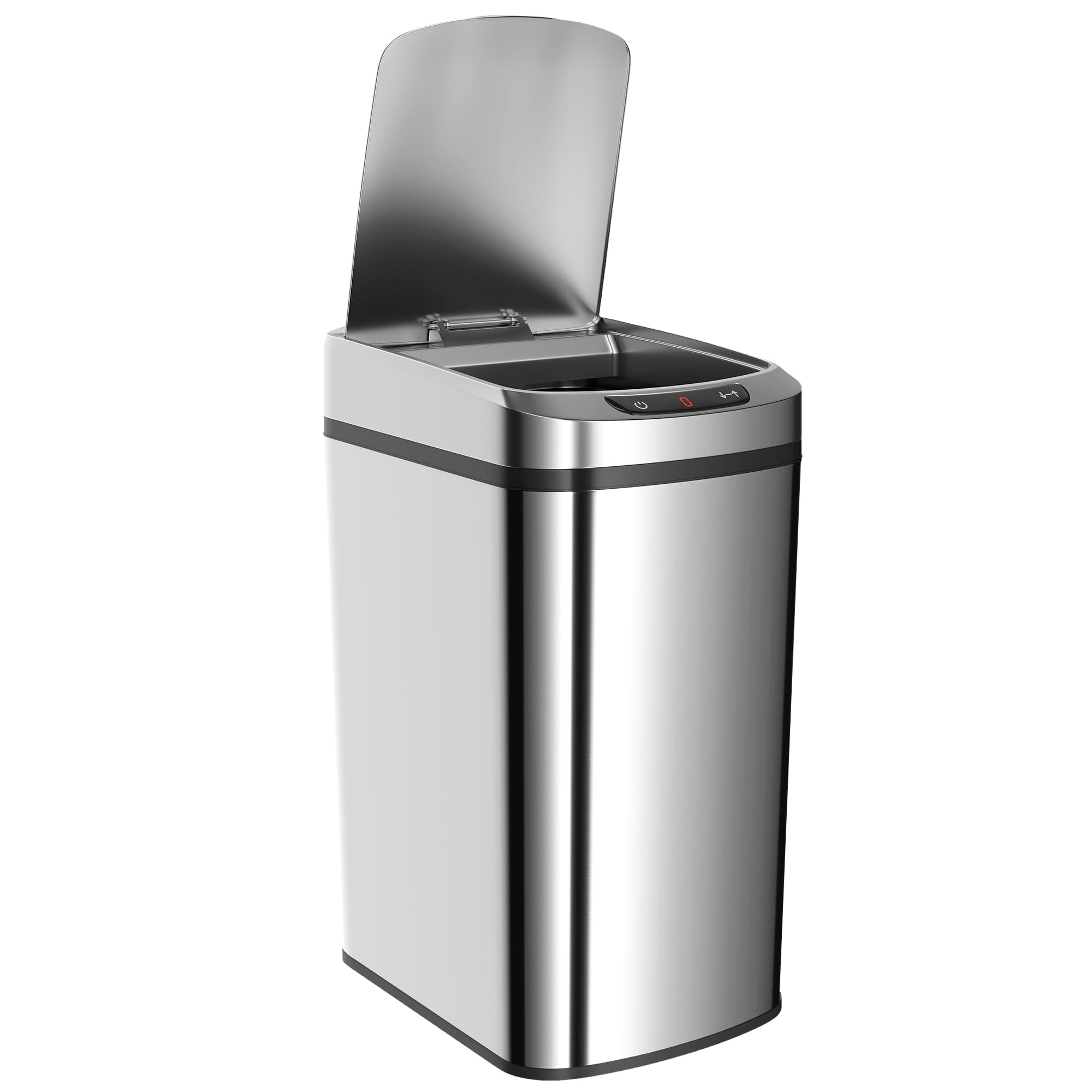 HOMCOM Poubelle de cuisine automatique 12 L en acier inoxydable, poubelle à capteur avec couvercle, 28 x 22 x 41 cm, argent