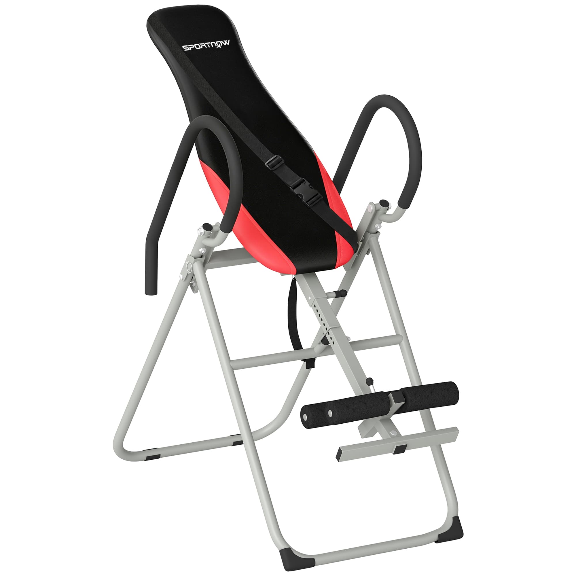 SPORTNOW Table d'Inversion Pliable en Acier, Inversion 0-90°, Verrou de Cheville Réglable, 122x59x130cm, Rouge