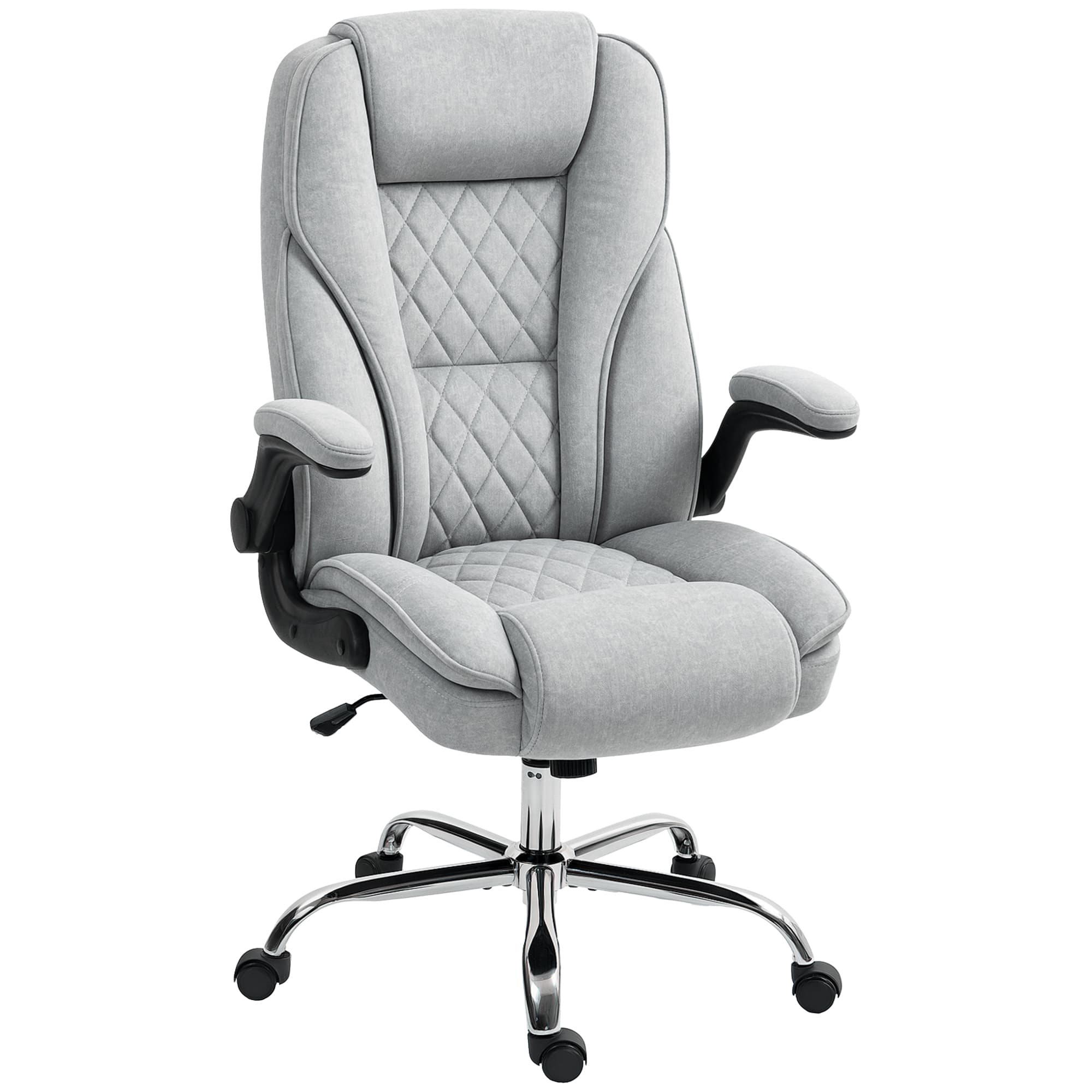 HOMCOM Fauteuil de bureau, chaise bureau ergonomique, hauteur réglable, accoudoirs relevables, 70 x 70 x 114-122 cm, gris