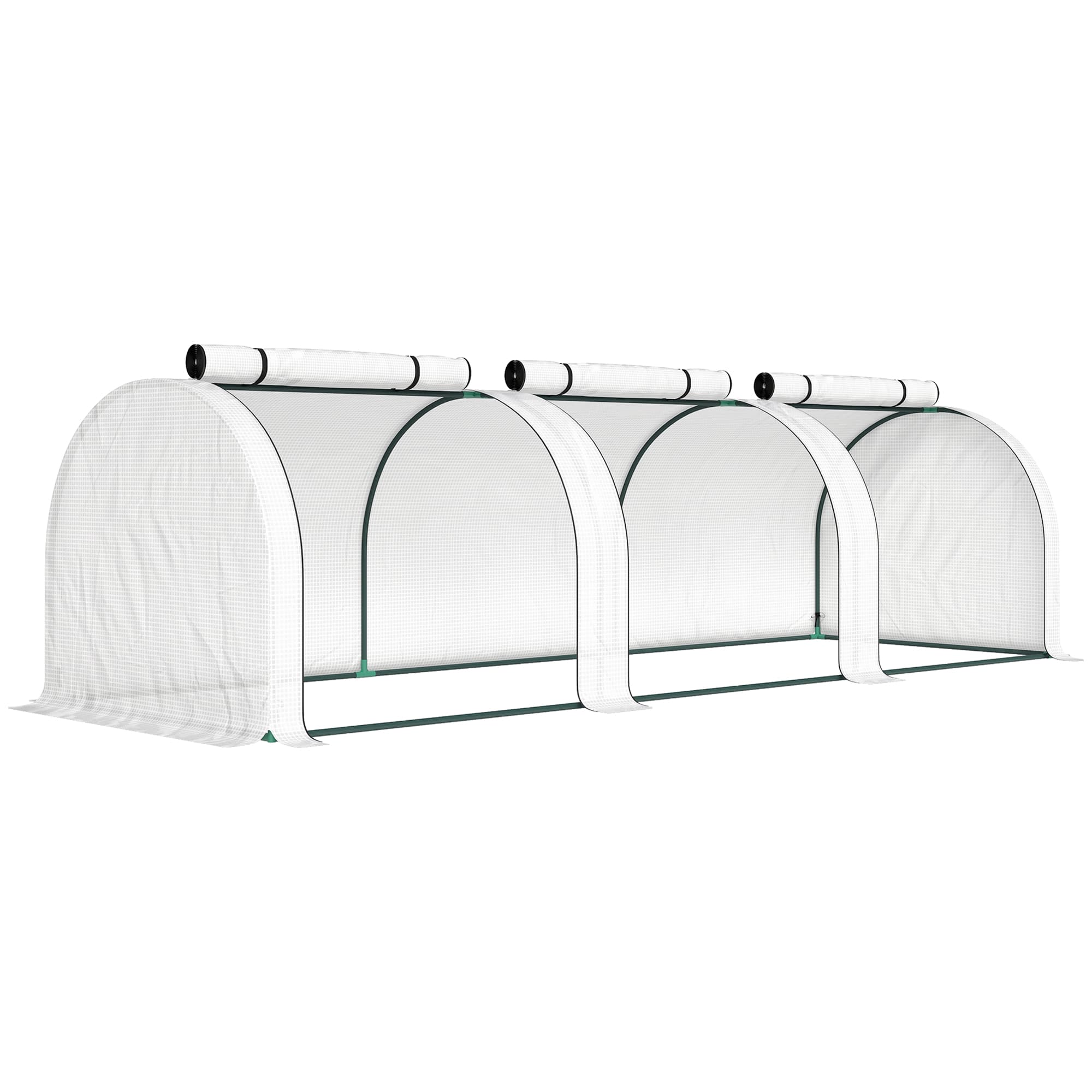 Outsunny Mini Serre de Jardin Serre à tomates 3L x 1l x 0,8H m Acier PE Haute densité 140 g/m2 Anti-UV 3 fenêtres Blanc