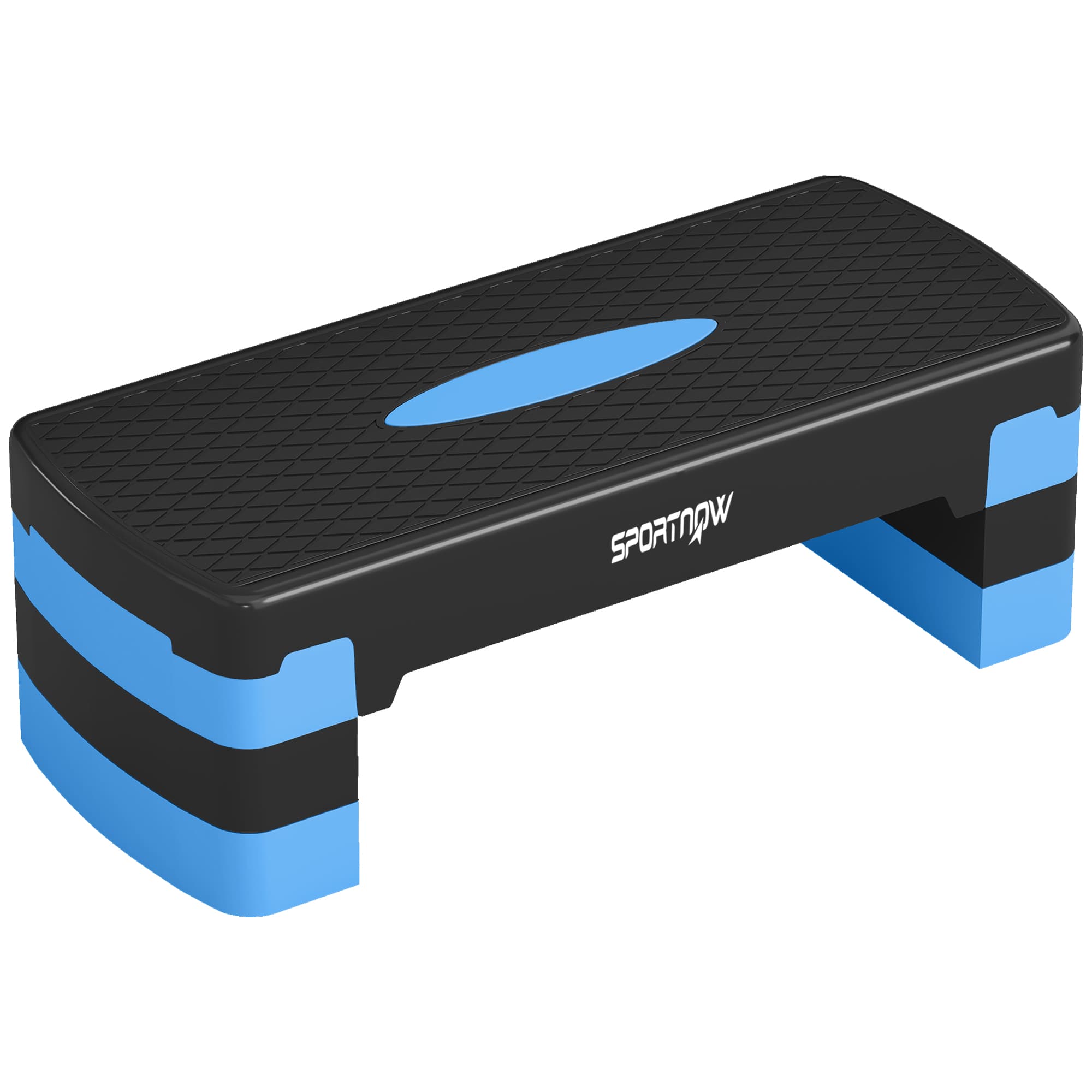 SPORTNOW Stepper Fitness Aérobic 3 Niveaux, Hauteur Réglable 10/15/20 cm avec Rehausses, Surface Antidérapante, 68x29x20cm, Bleu