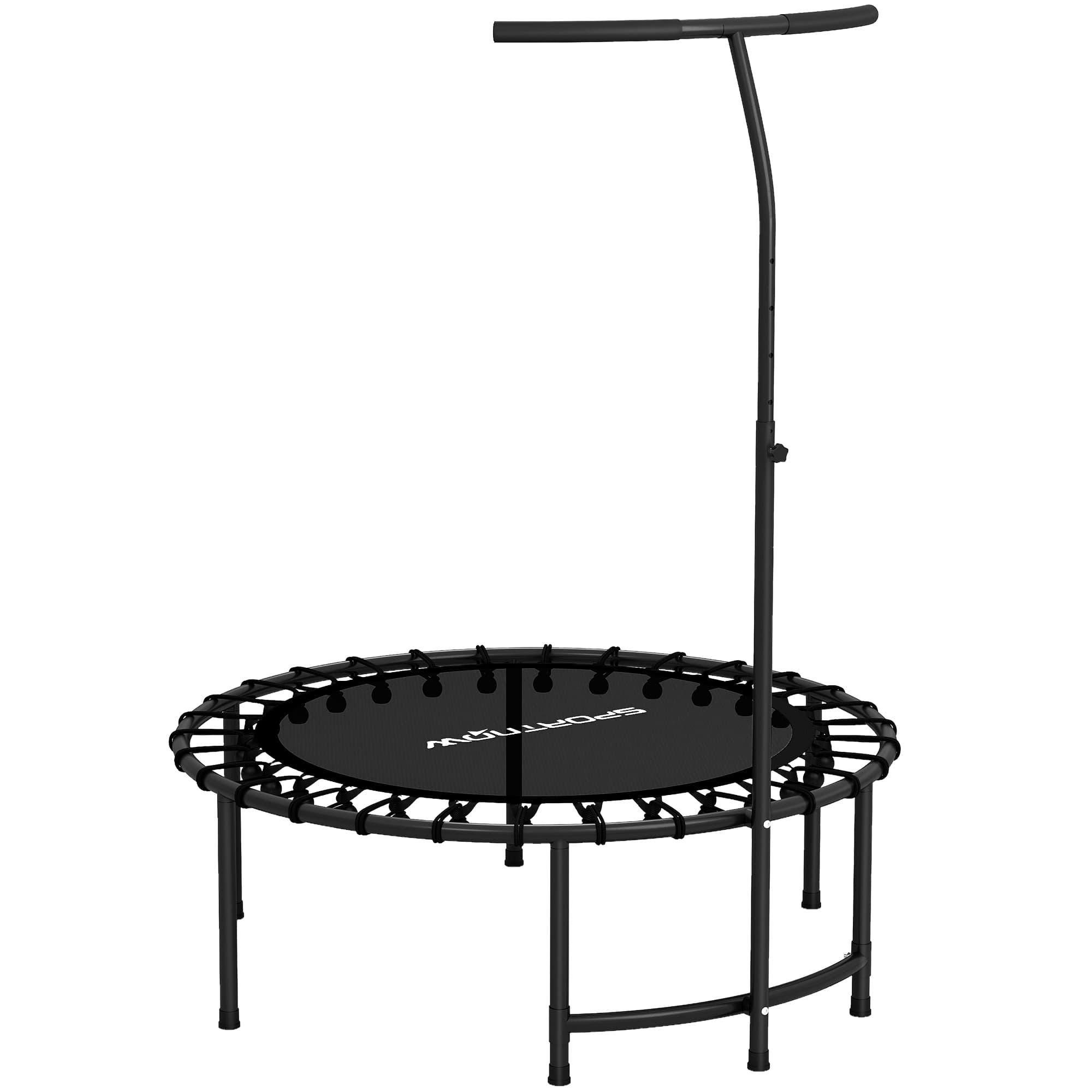 SPORTNOW Trampoline de Fitness avec Cordes Élastiques, Poignée Réglable 5 Positions, Capacité 100 kg, Acier, Ø102x132cm, Noir