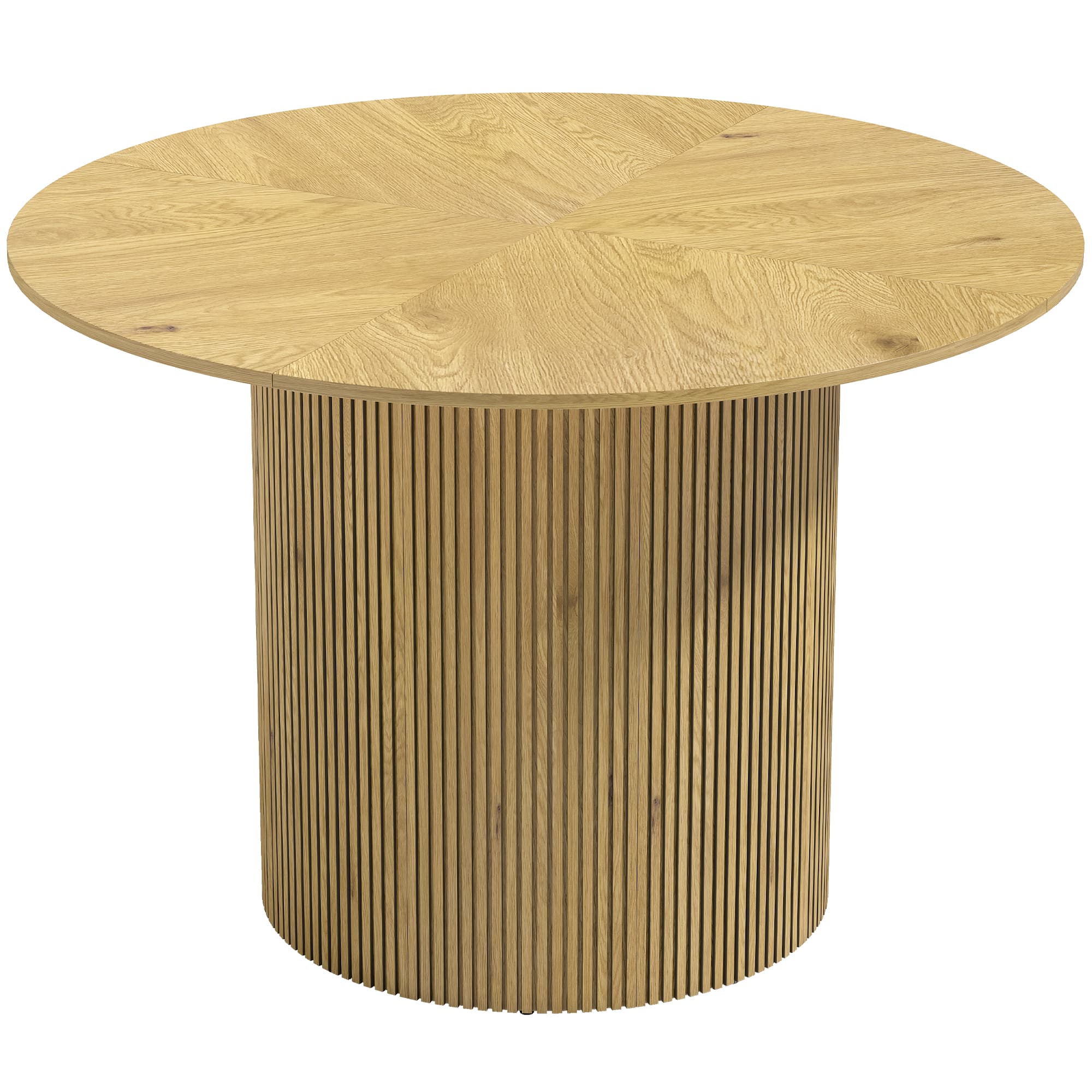 HOMCOM Table à manger ronde moderne pour 4-6 personnes Table de cuisine de 110 cm avec pied cylindrique cannelé chêne