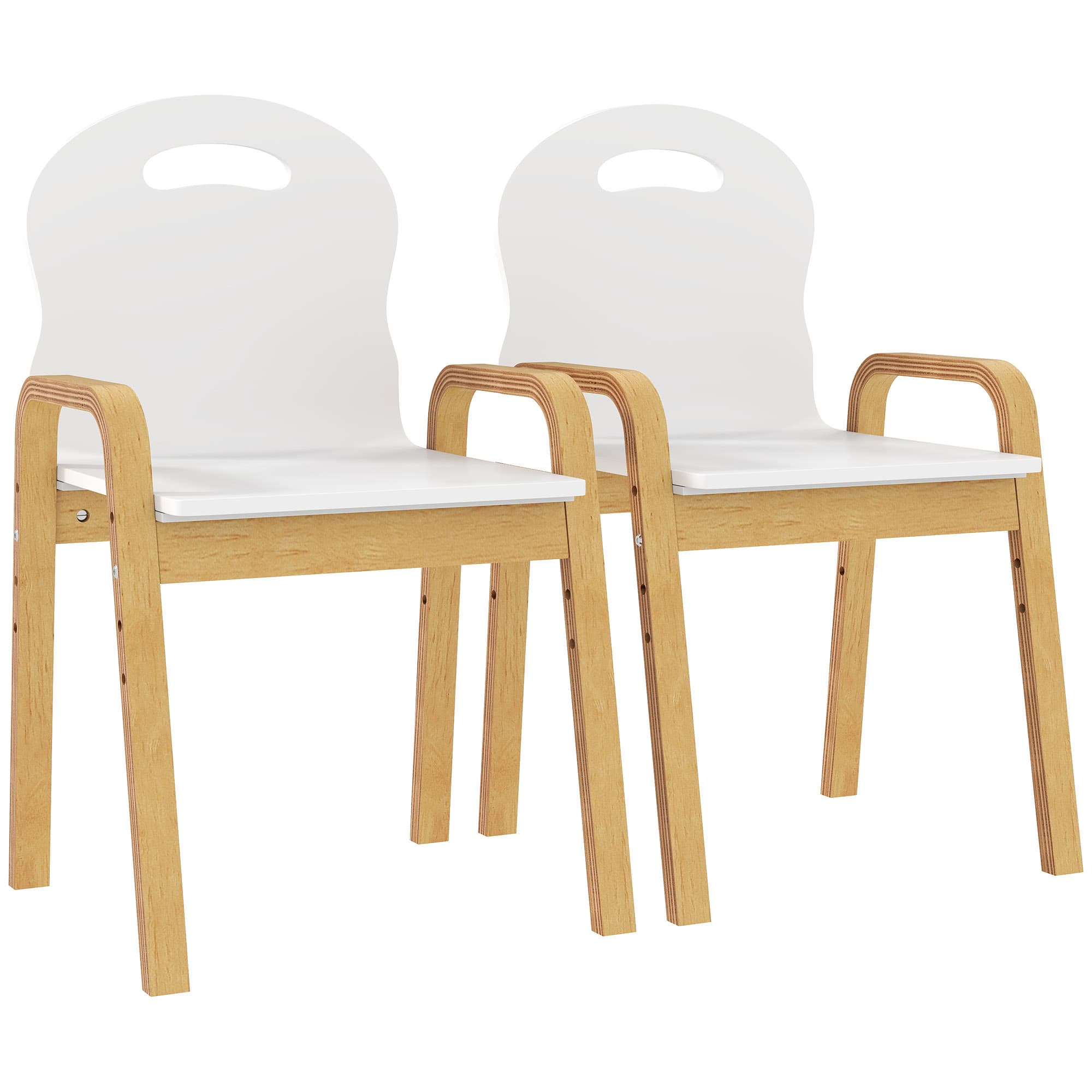 AIYAPLAY Lot de 2 chaises pour enfants réglables en hauteur fauteuil enfants en bois massif avec accoudoirs 39x34x61,5cm blanc