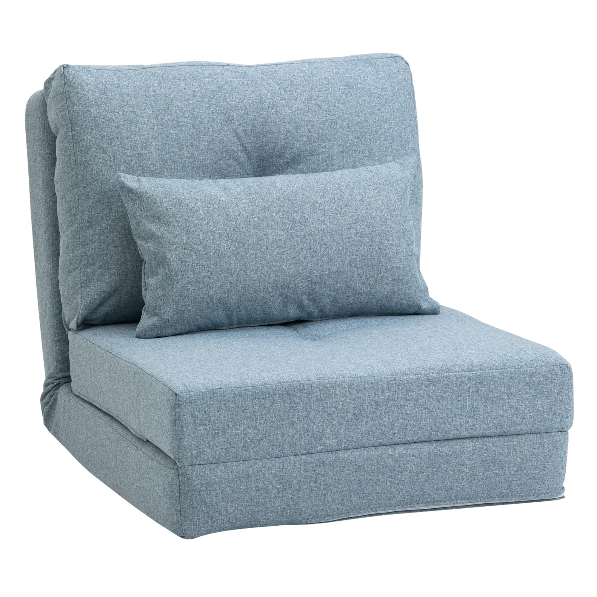 HOMCOM Chauffeuse canapé-lit convertible fauteuil 1 place avec 1 coussin avec dossier réglable, bleu