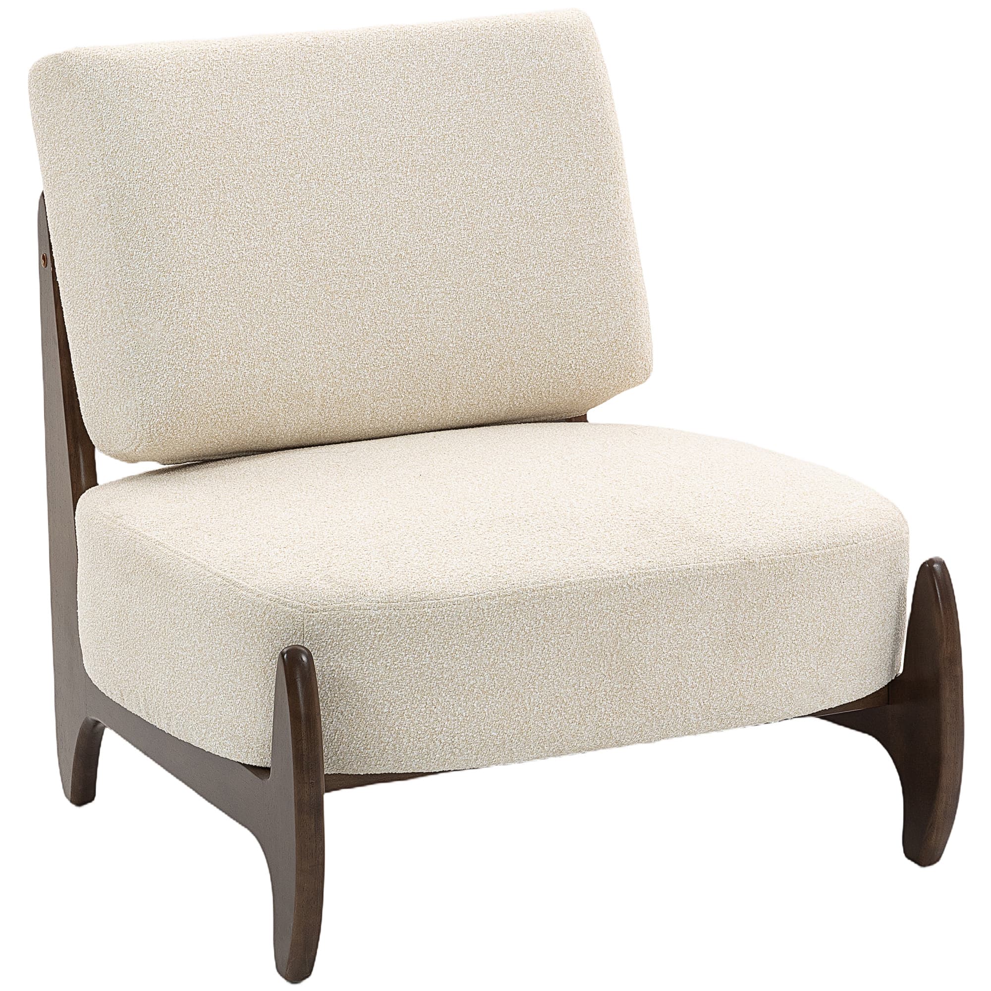 HOMCOM Fauteuil salon en chenille, fauteuil chambre confortable, coussin épais, assise rembourrée, 72 x 73,5 x 81 cm, crème