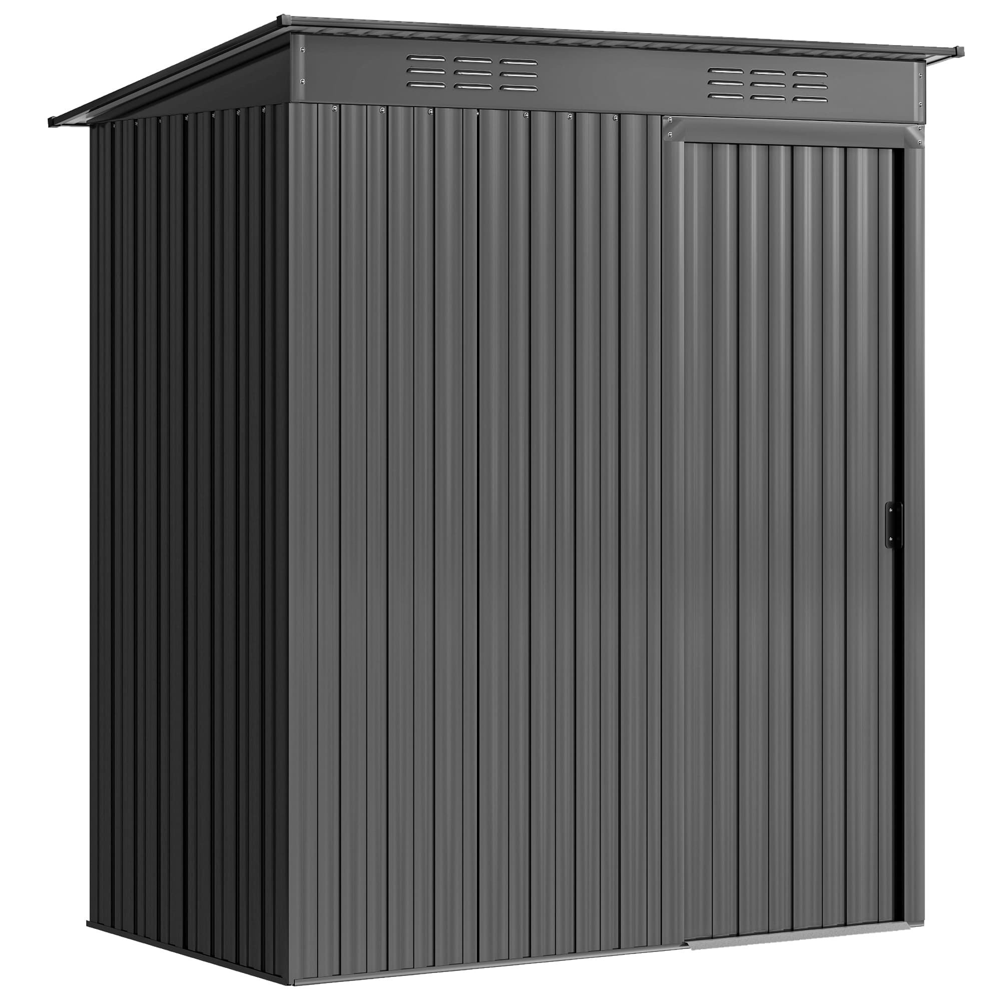 Outsunny Abri de jardin en métal 1,37 m2, cabane de jardin, 2 paires de gants, porte coulissante, 159x106x181cm, gris foncé