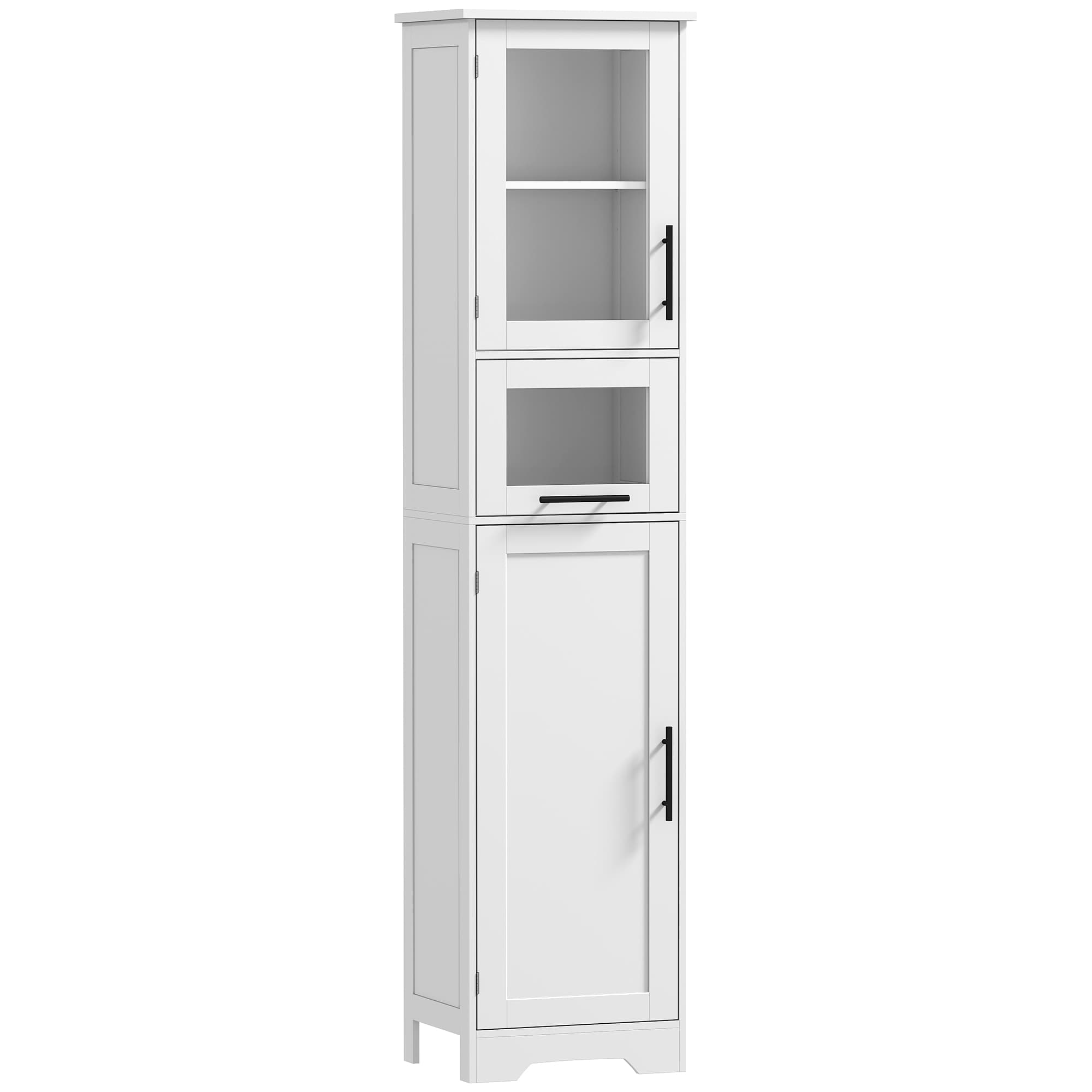 HOMCOM Meuble colonne salle de bain, meuble de rangement avec tiroir, 2 portes et étagère réglable, 40 x 31 x 170 cm, blanc