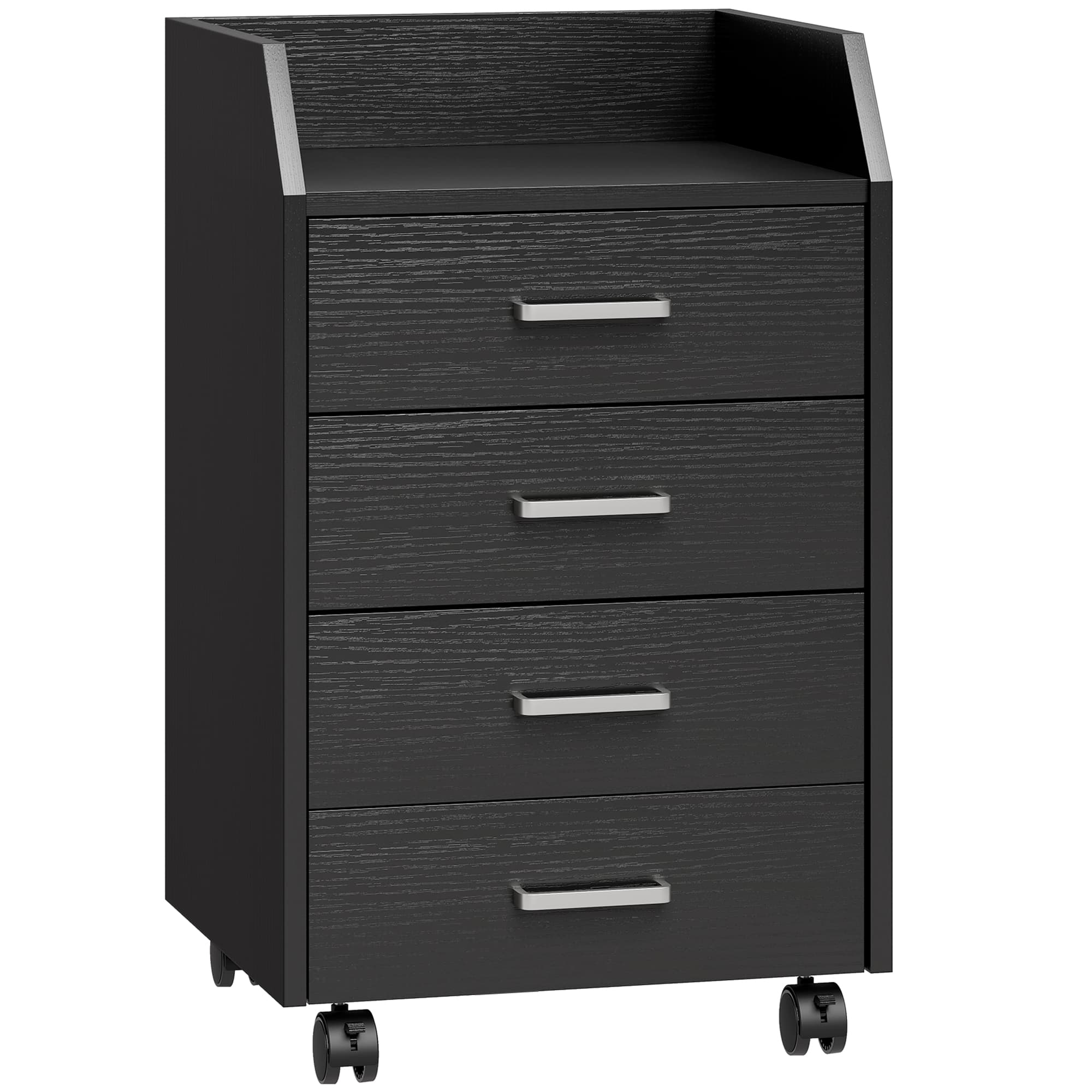 Vinsetto Caisson de bureau rangement sur roulettes 4 tiroirs coulissants en bois 40 x 36 x 65 cm noir