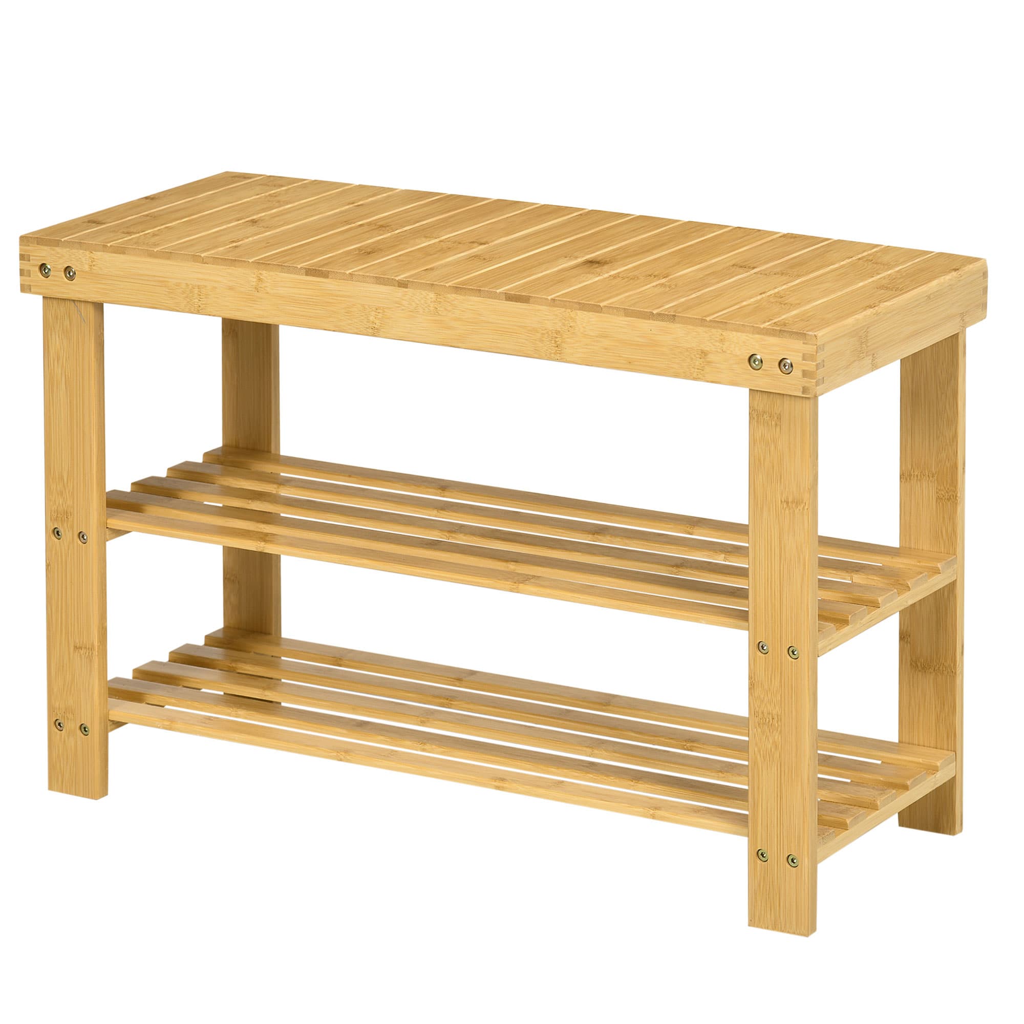 Outsunny Banc à Chaussures Bambou Écologique Rangement Design Naturel Aosom France