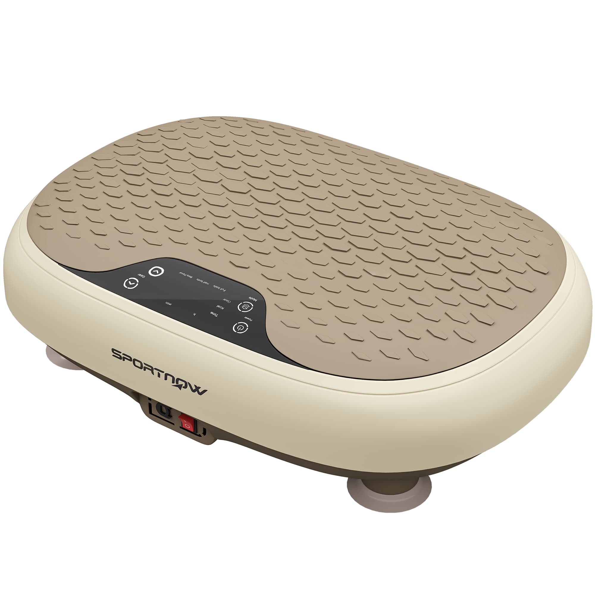 SPORTNOW Plateforme Vibrante, 20 Niveaux de Vitesse, 3 Programmes, Écran LED et Télécommande, 46 x 33 x 13,5 cm, Beige