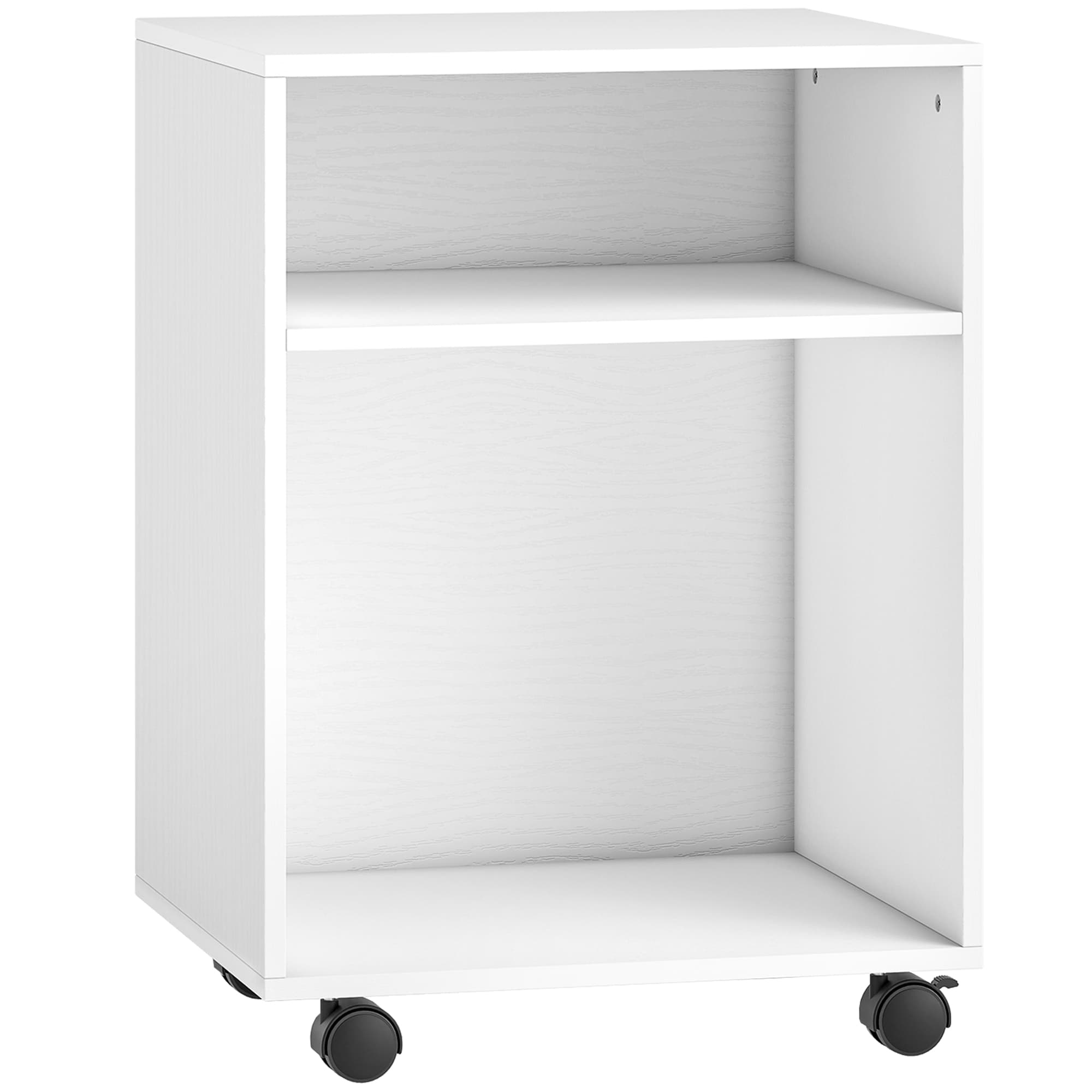 HOMCOM Support d'imprimante, meuble de rangement sur roulettes avec 2 étagères ouvertes, 40x35x55,5cm, blanc