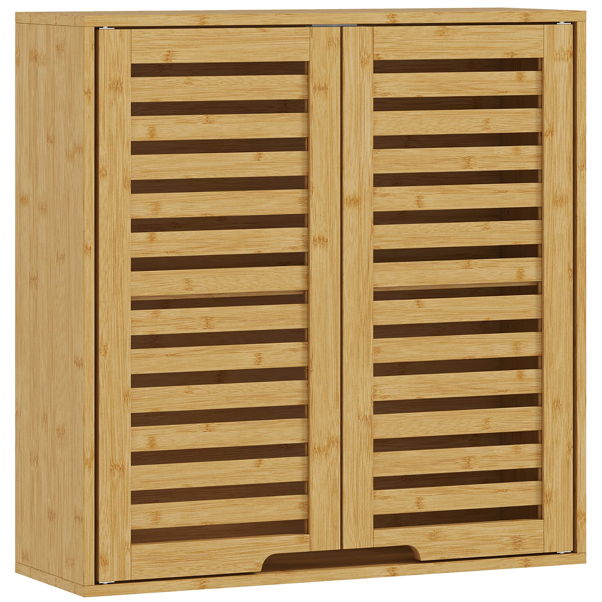 HOMCOM Armoire murale de salle de bain, meuble de rangement avec étagère réglable, en bambou 60 x 20 x 60 cm effet bois naturel