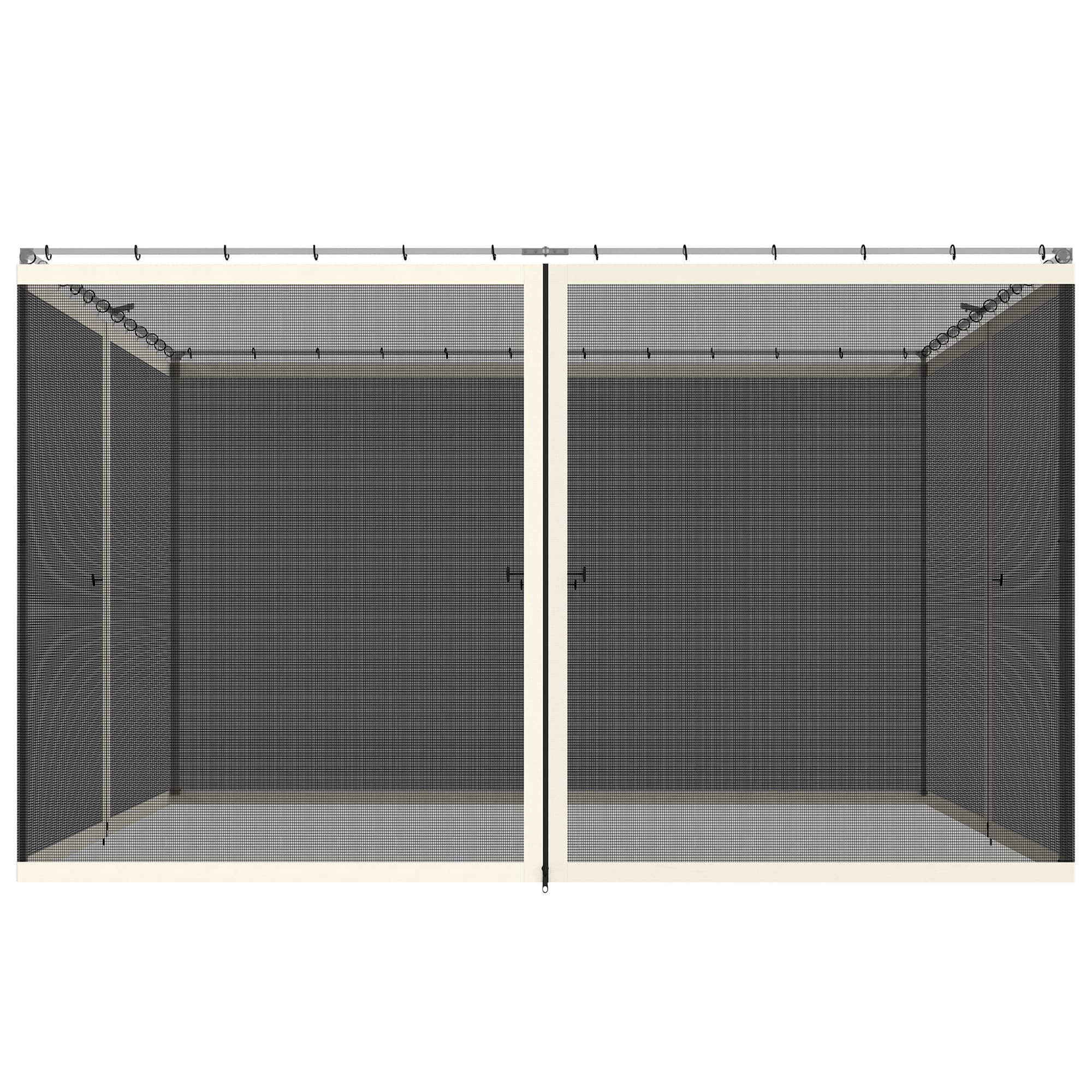 Outsunny Moustiquaires pour tonnelle barnum pavillon de jardin 3,35 x 2,07 m - lot de 4 moustiquaires zippées + crochets d'attaches - polyester nylon