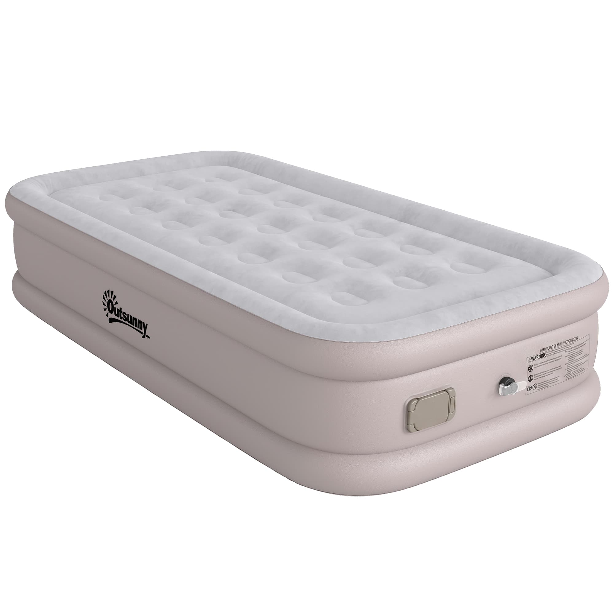 Outsunny Matelas Gonflable, Pompe Électrique Intégrée, Surface Floqué , Imperméable 5000 mm, Sac Transport, 190x97x39cm, Kaki